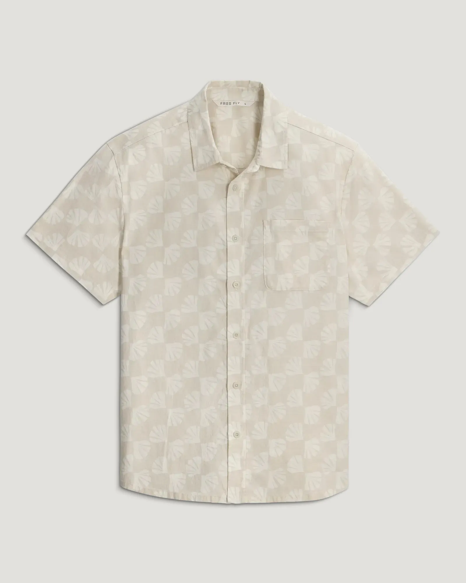 Men's Harbor Short Sleeve Shirt - Sea Scallop Print Birch sold by Free Fly Apparel