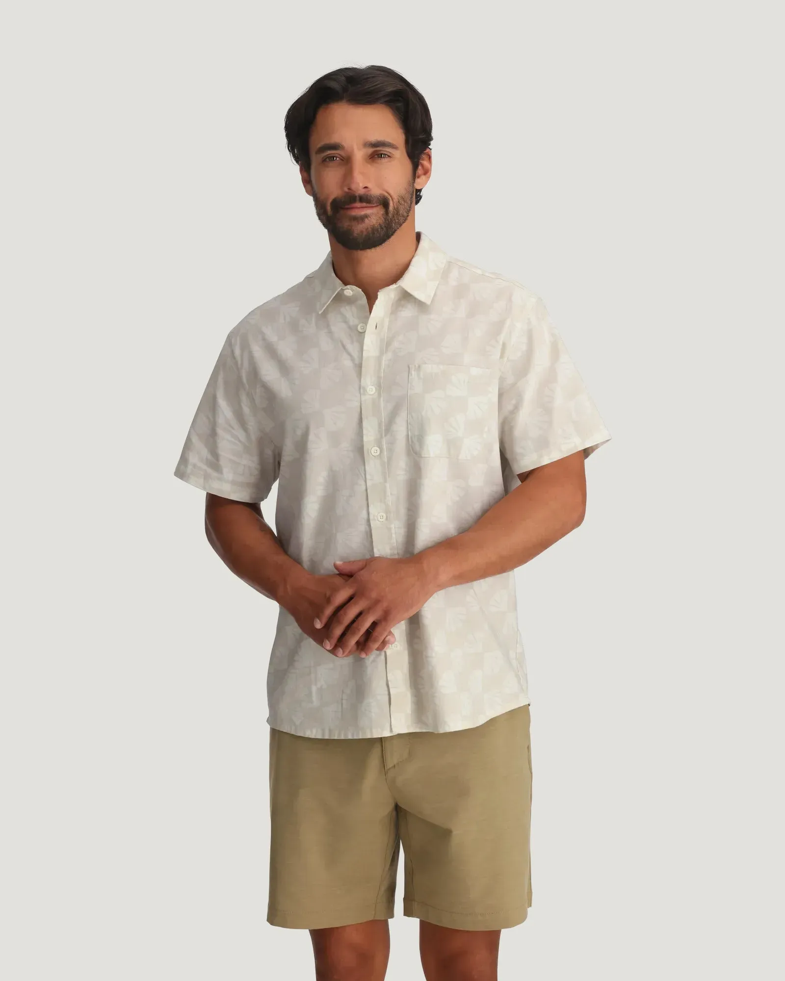 Men's Harbor Short Sleeve Shirt - Sea Scallop Print Birch sold by Free Fly Apparel product image thumbnail 3