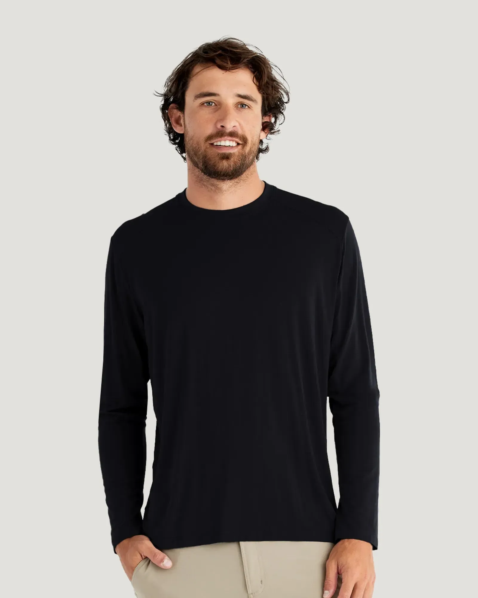 Men's Bamboo Shade Long Sleeve - Black sold by Free Fly Apparel