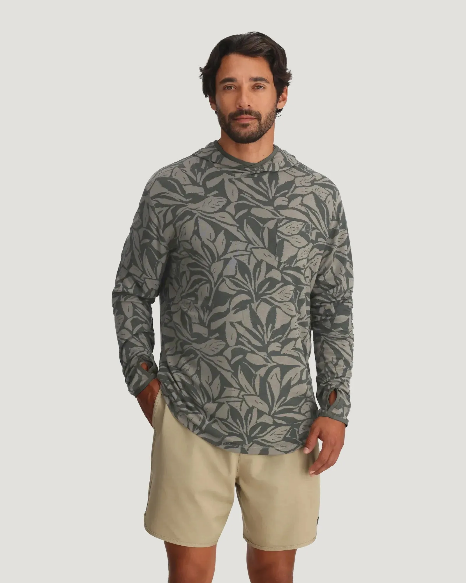 Men's Bamboo Lightweight Hoodie - Canopy Print Dark Forest sold by Free Fly Apparel product image thumbnail 2