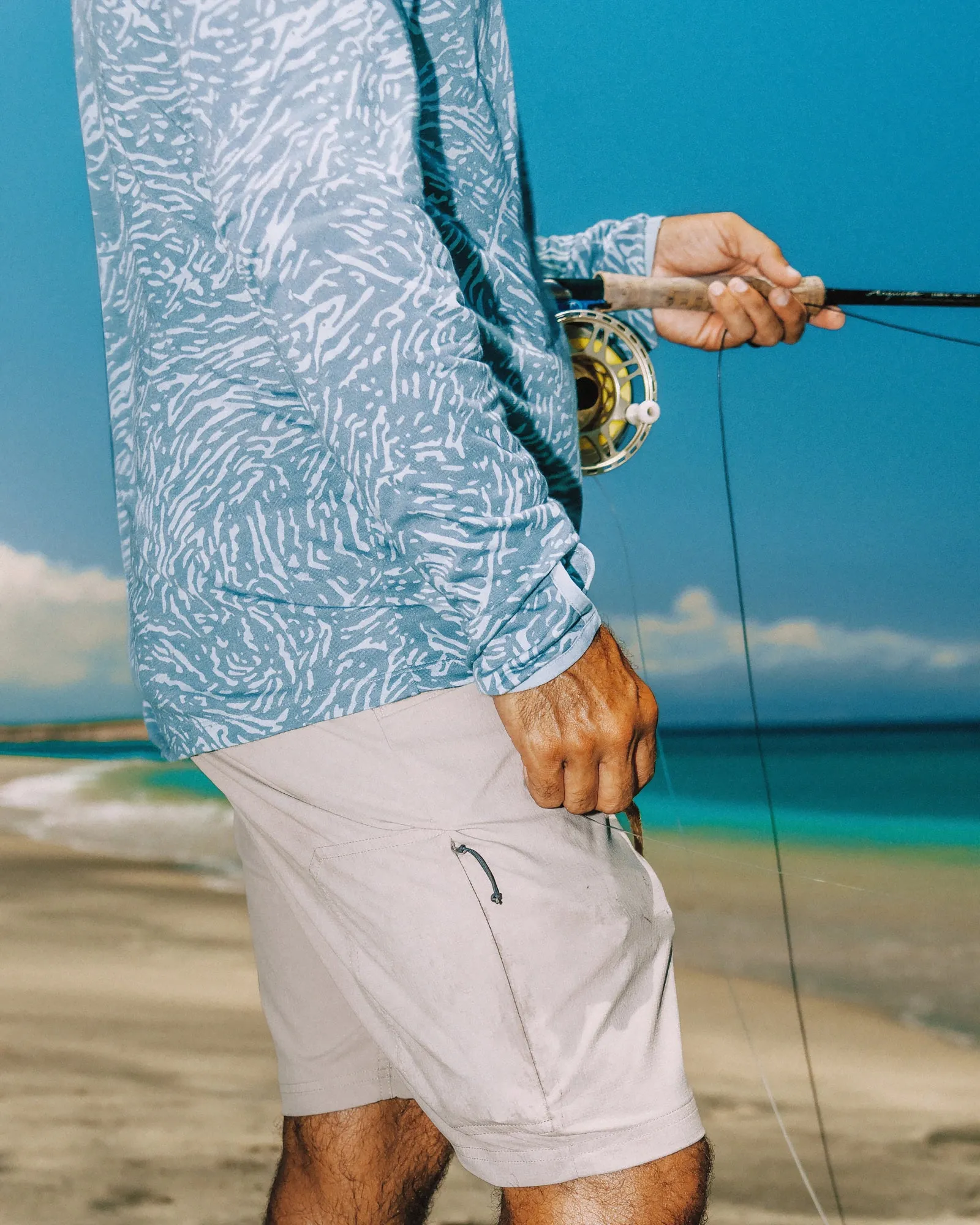 Men's Bamboo Lightweight Hoodie - Tidal Flow Print Stormy Sea sold by Free Fly Apparel product image thumbnail 2