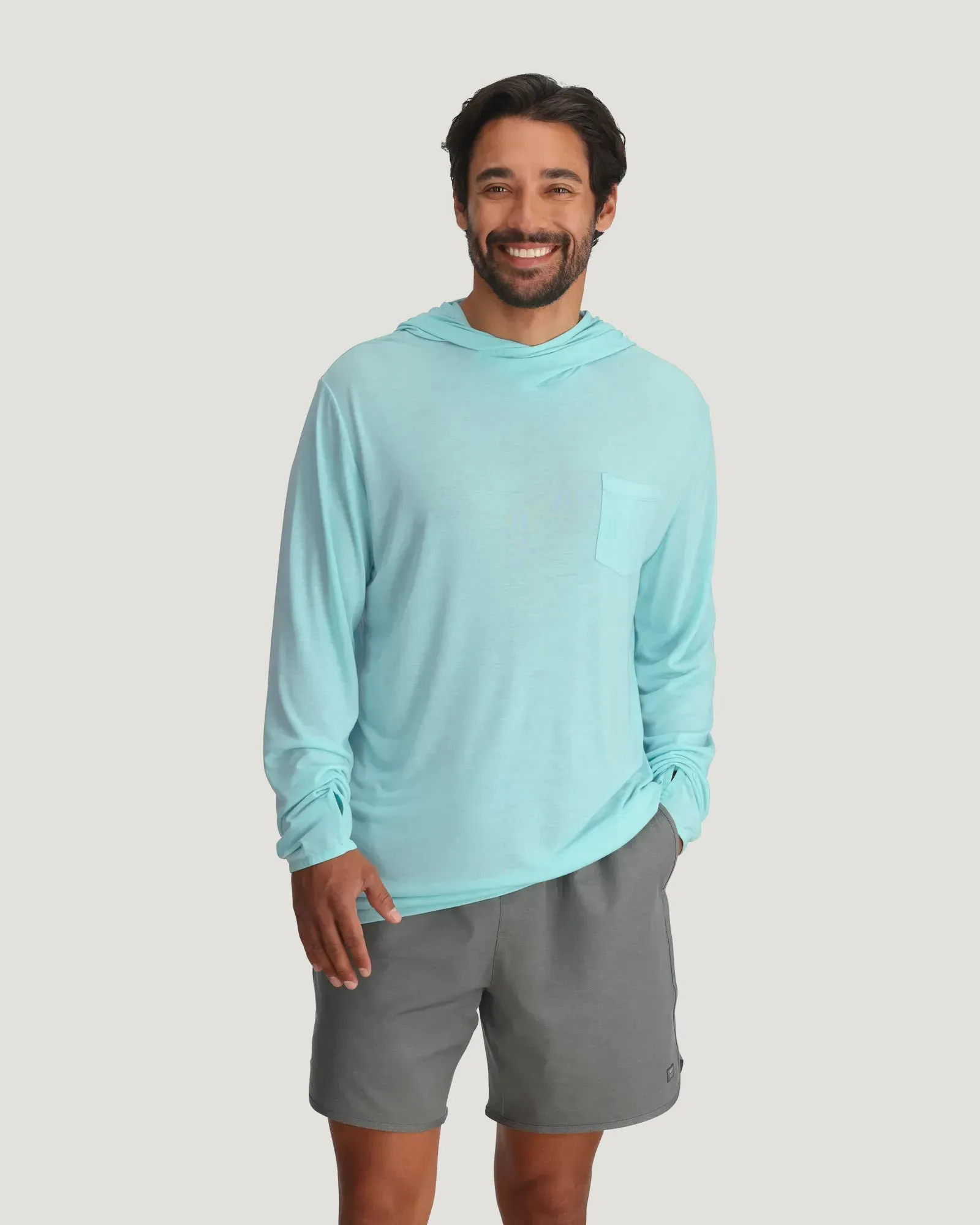 Men's Bamboo Lightweight Hoodie - Bahama Blue sold by Free Fly Apparel product image thumbnail 2