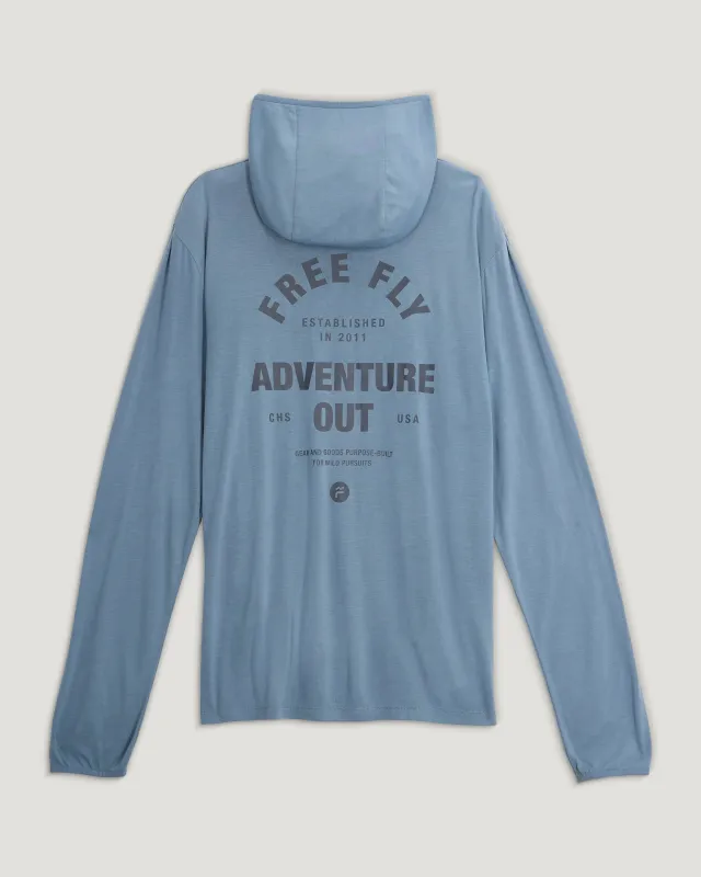 Men's Bamboo Lightweight Graphic Hoodie - Gear & Goods Blue Fog sold by Free Fly Apparel