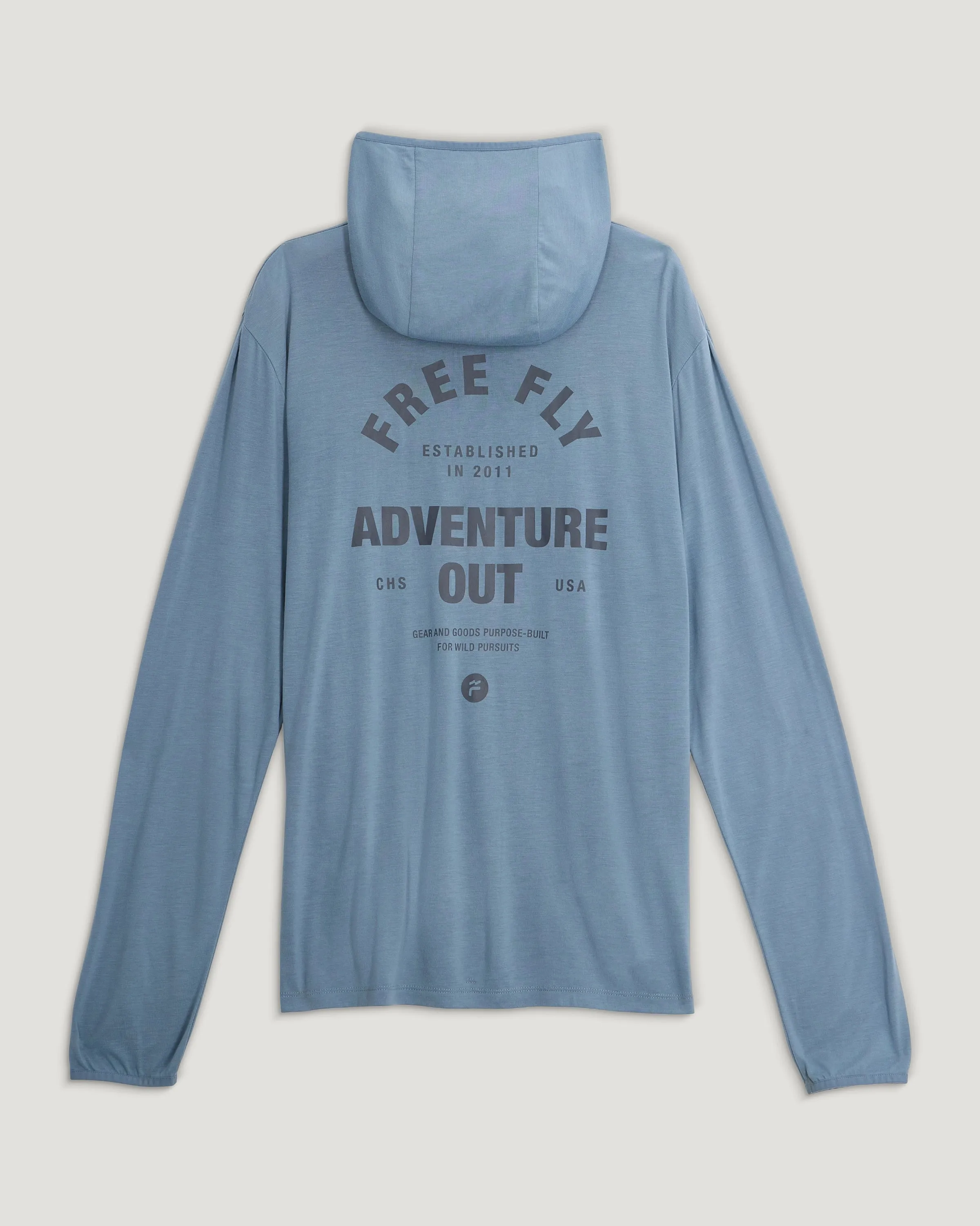 Men's Bamboo Lightweight Graphic Hoodie - Gear & Goods Blue Fog sold by Free Fly Apparel