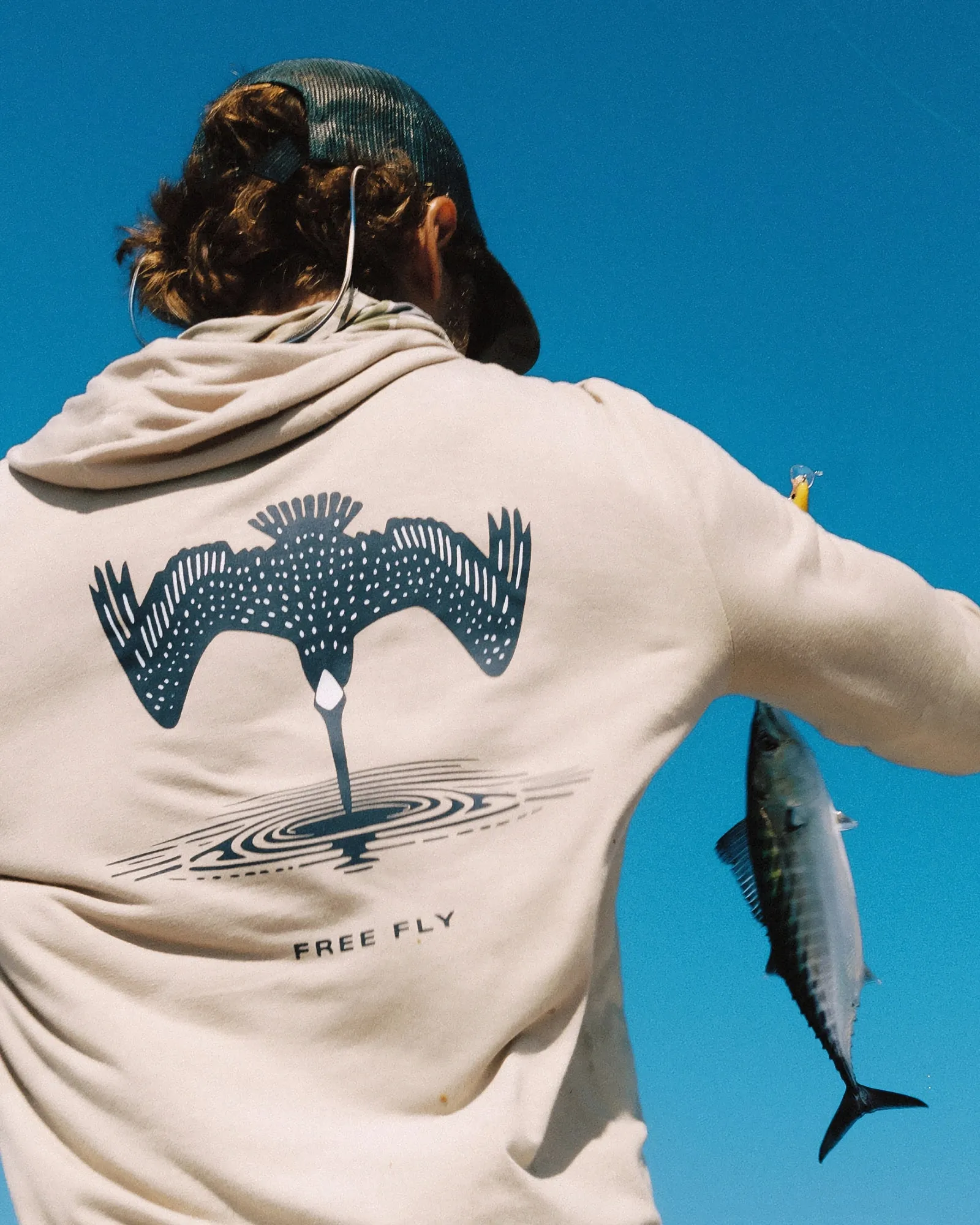 Men's Bamboo Lightweight Graphic Hoodie - Gear & Goods Blue Fog sold by Free Fly Apparel product image thumbnail 4