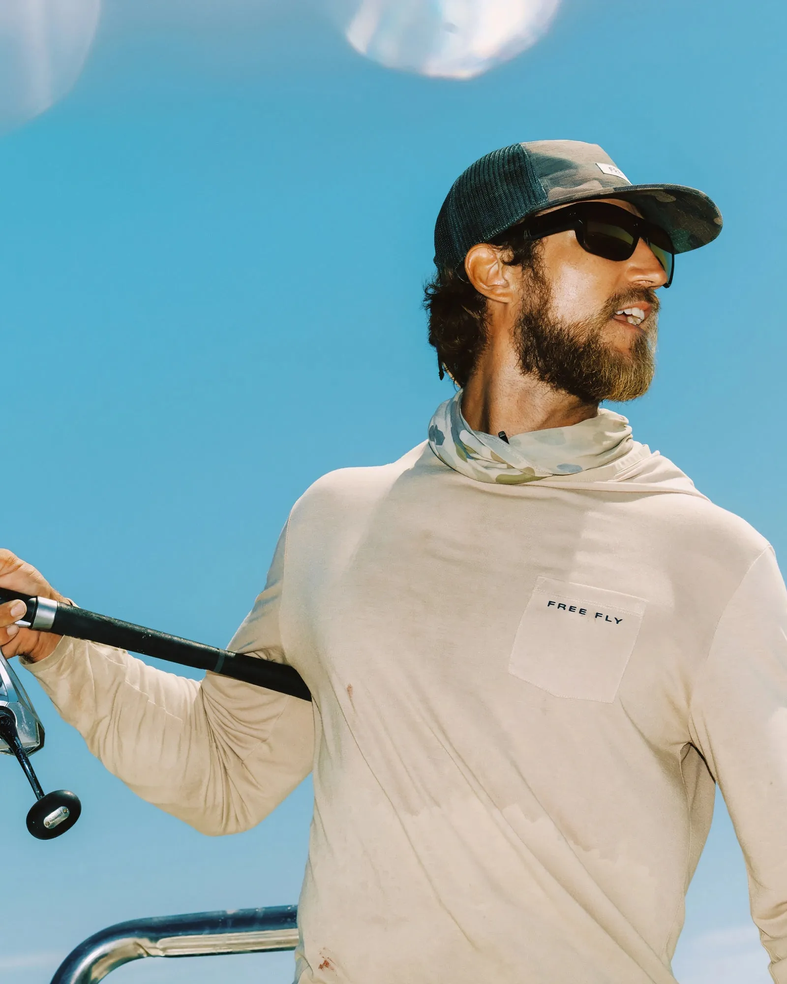 Men's Bamboo Lightweight Graphic Hoodie - Dive Bomb Desert Tan sold by Free Fly Apparel product image thumbnail 4