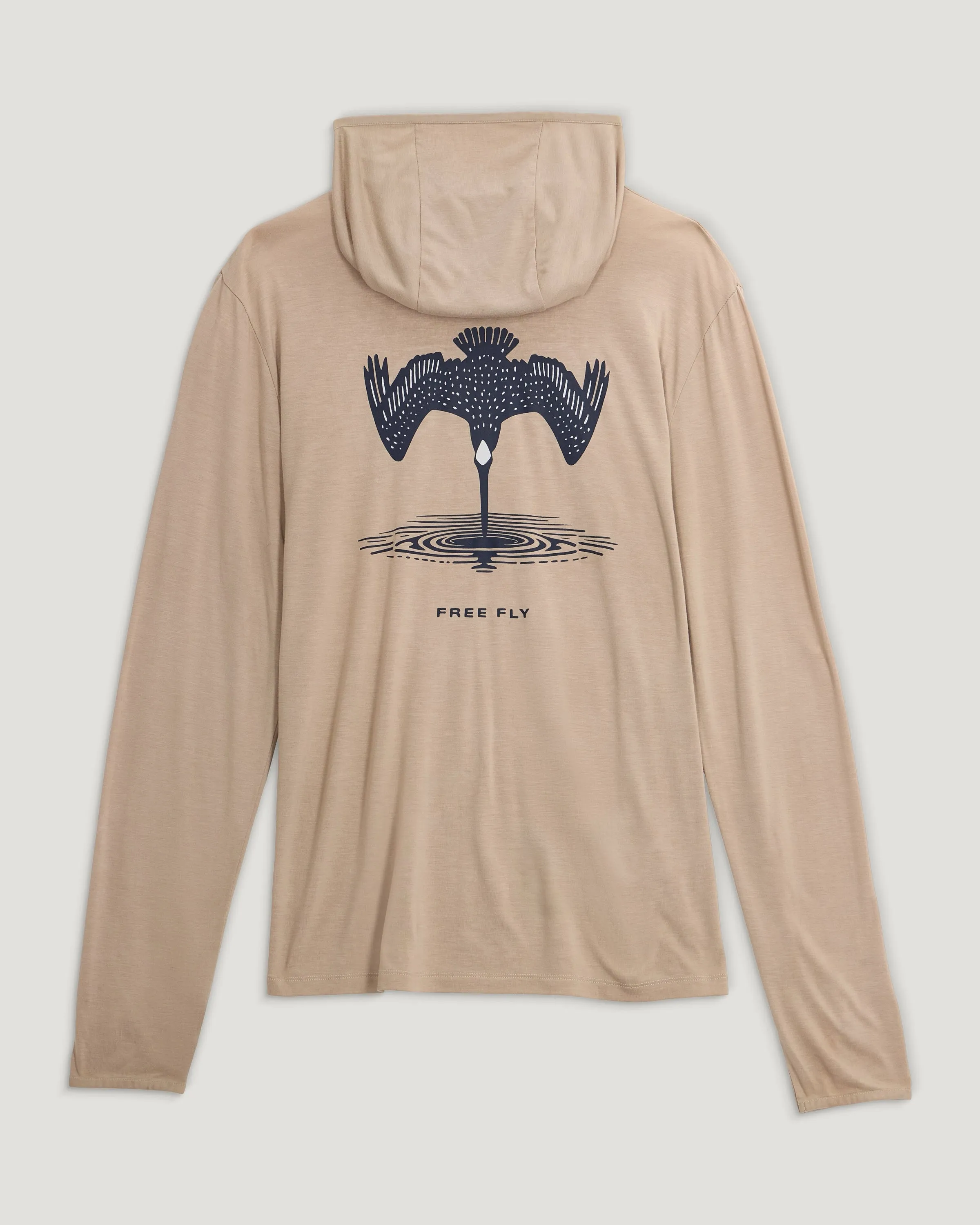 Men's Bamboo Lightweight Graphic Hoodie - Dive Bomb Desert Tan sold by Free Fly Apparel