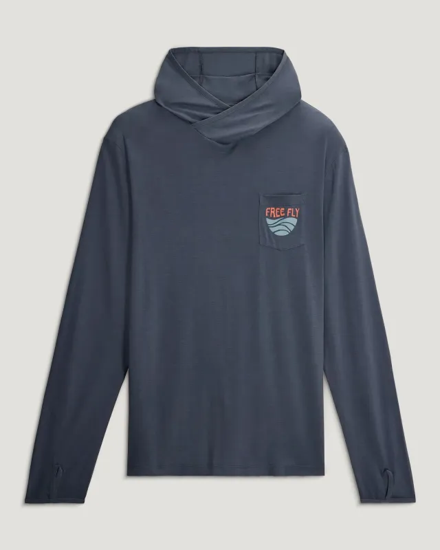 Men's Bamboo Lightweight Graphic Hoodie - Blue Edge Storm Cloud made by Free Fly Apparel