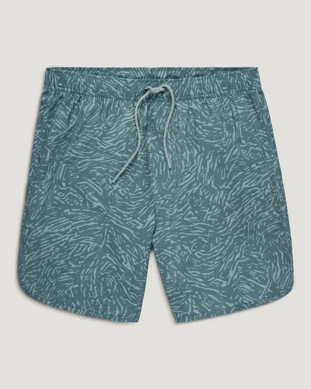 Men's Reverb Short – 7" - Tidal Flow Print Stormy Sea made by Free Fly Apparel