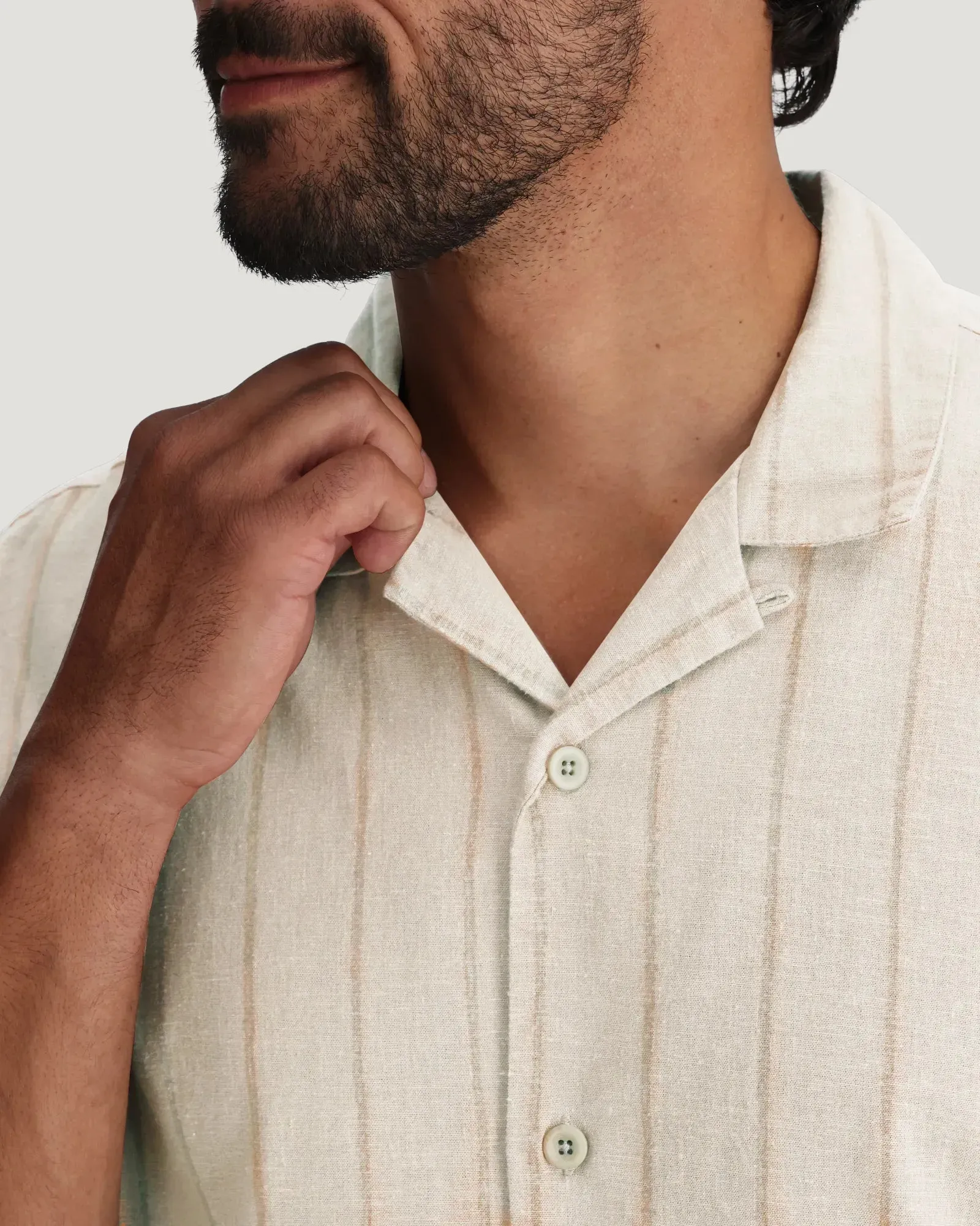 Men's Sullivan's Camp Shirt - Dash Vertical Stripe Sea Salt sold by Free Fly Apparel product image thumbnail 4