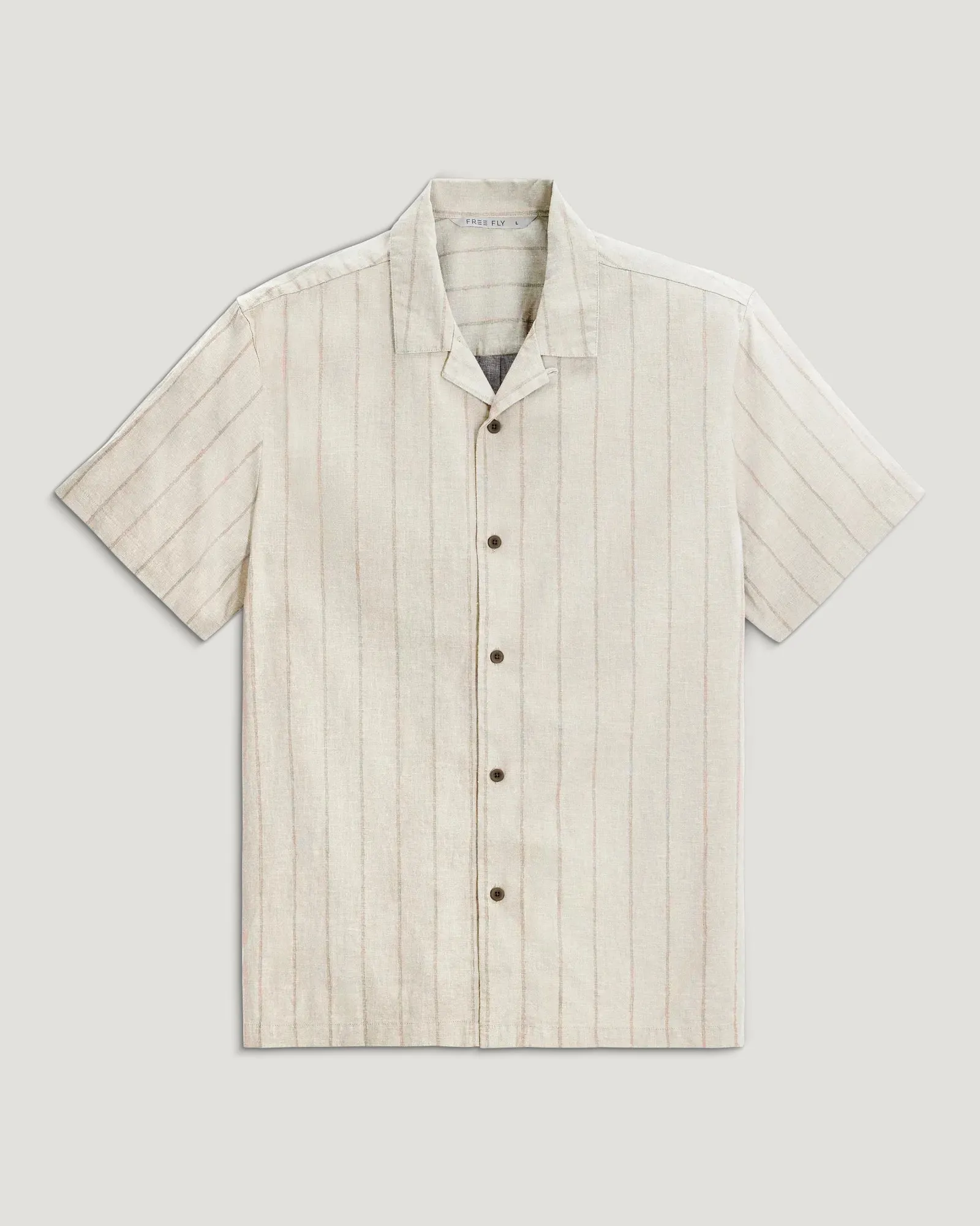 Men's Sullivan's Camp Shirt - Dash Vertical Stripe Sea Salt sold by Free Fly Apparel