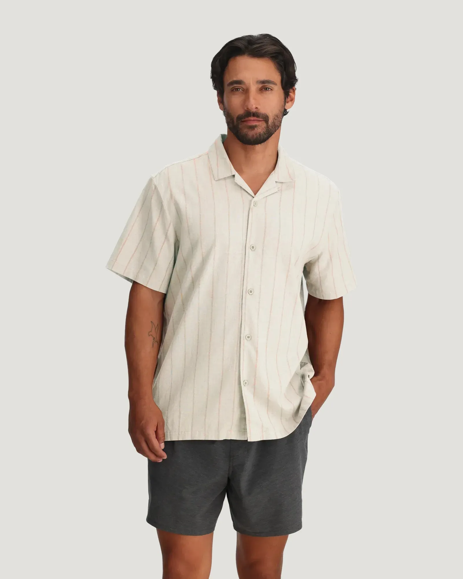 Men's Sullivan's Camp Shirt - Dash Vertical Stripe Sea Salt sold by Free Fly Apparel product image thumbnail 3