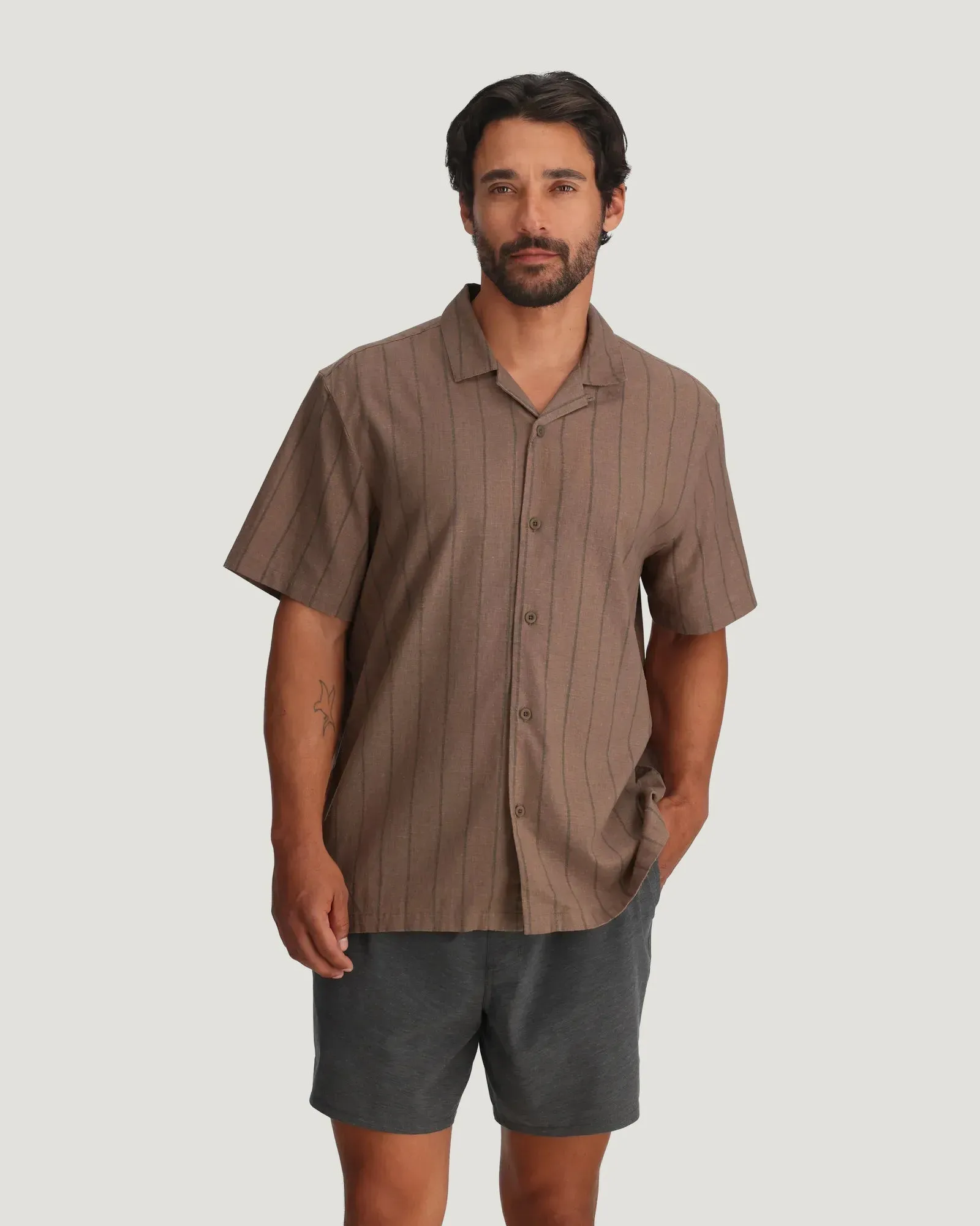 Men's Sullivan's Camp Shirt - Dash Vertical Stripe Fossil sold by Free Fly Apparel product image thumbnail 3