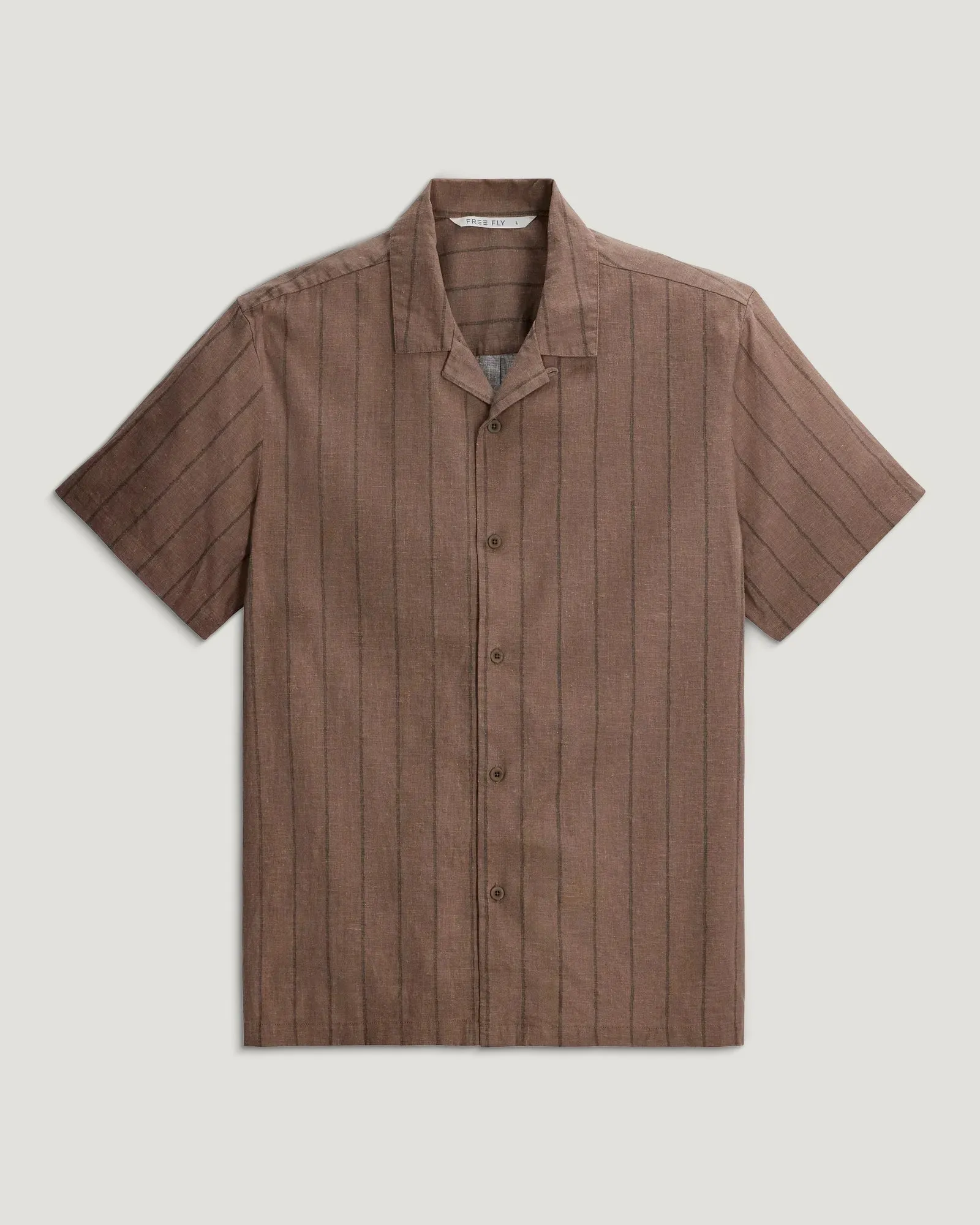 Men's Sullivan's Camp Shirt - Dash Vertical Stripe Fossil sold by Free Fly Apparel
