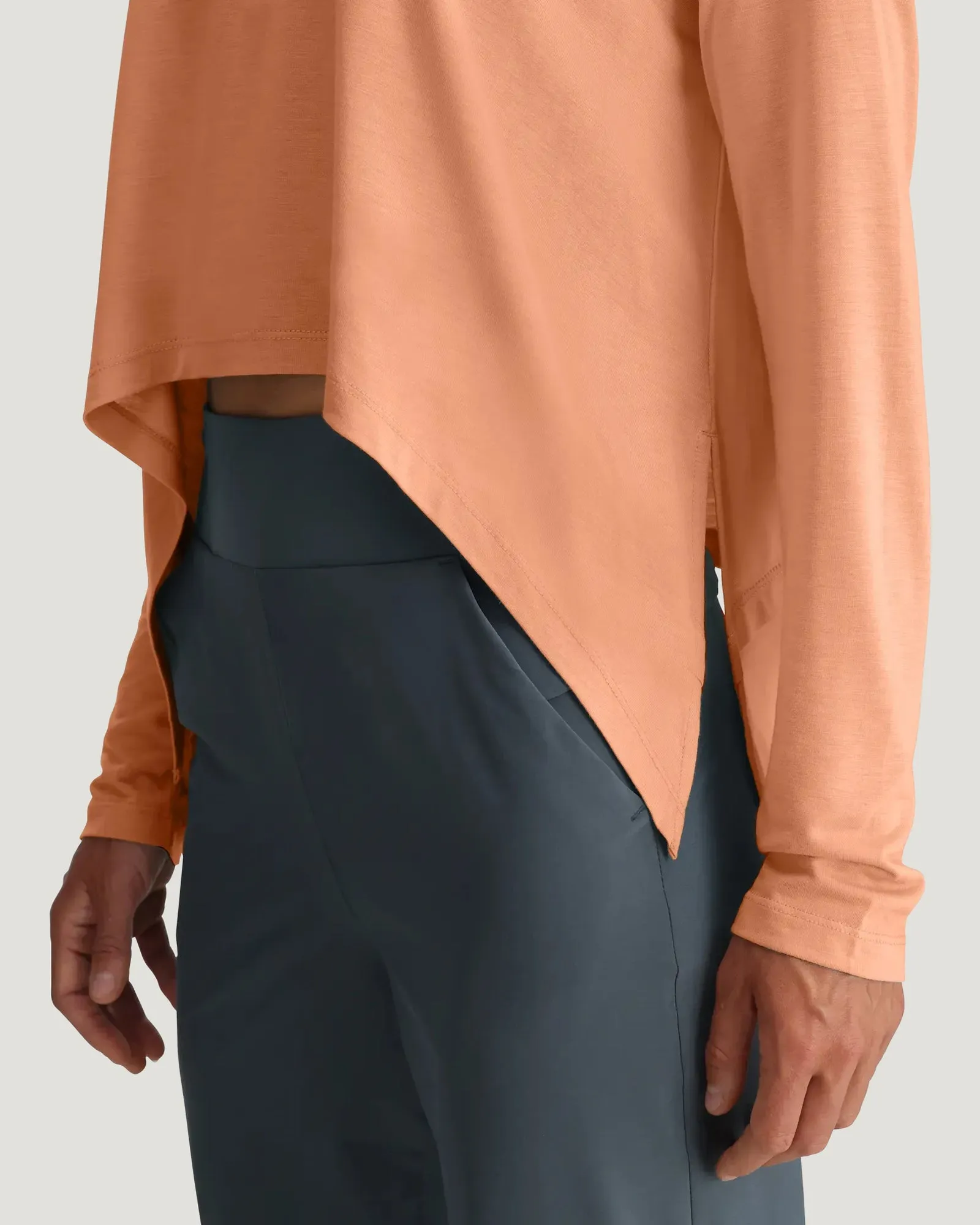 Women's Bamboo Lightweight Cropped Long Sleeve - Coral Peach sold by Free Fly Apparel product image thumbnail 3