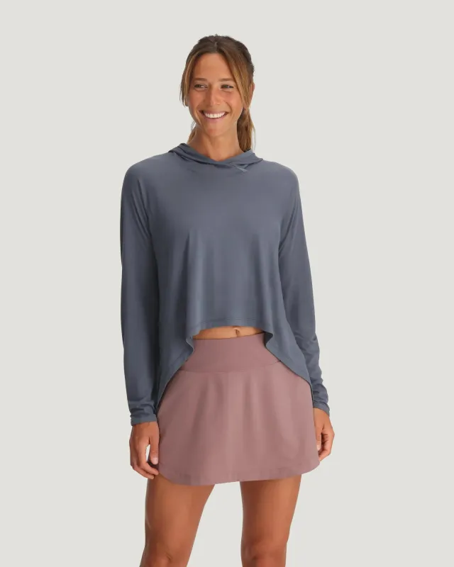 Women's Bamboo Lightweight Cropped Hoodie - Storm Cloud made by Free Fly Apparel