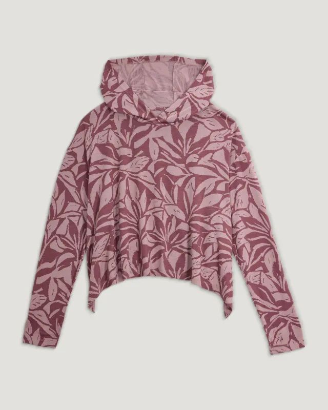 Women's Bamboo Lightweight Cropped Hoodie - Canopy Print Fig made by Free Fly Apparel