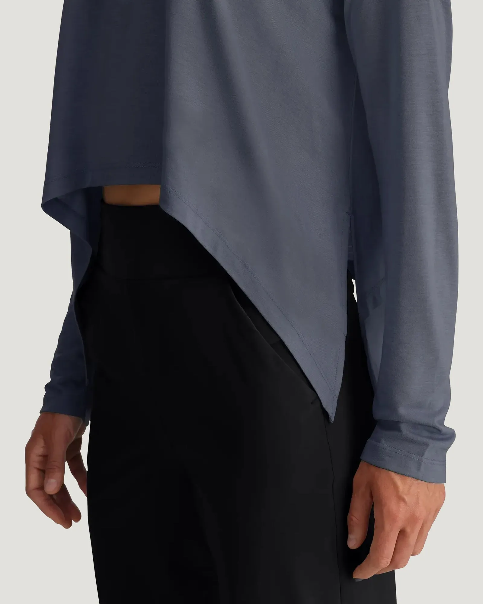 Women's Bamboo Lightweight Cropped Long Sleeve - Storm Cloud sold by Free Fly Apparel product image thumbnail 4