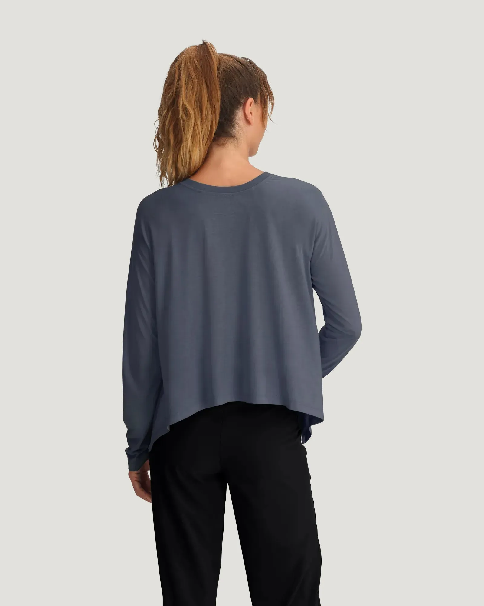 Women's Bamboo Lightweight Cropped Long Sleeve - Storm Cloud sold by Free Fly Apparel product image thumbnail 3