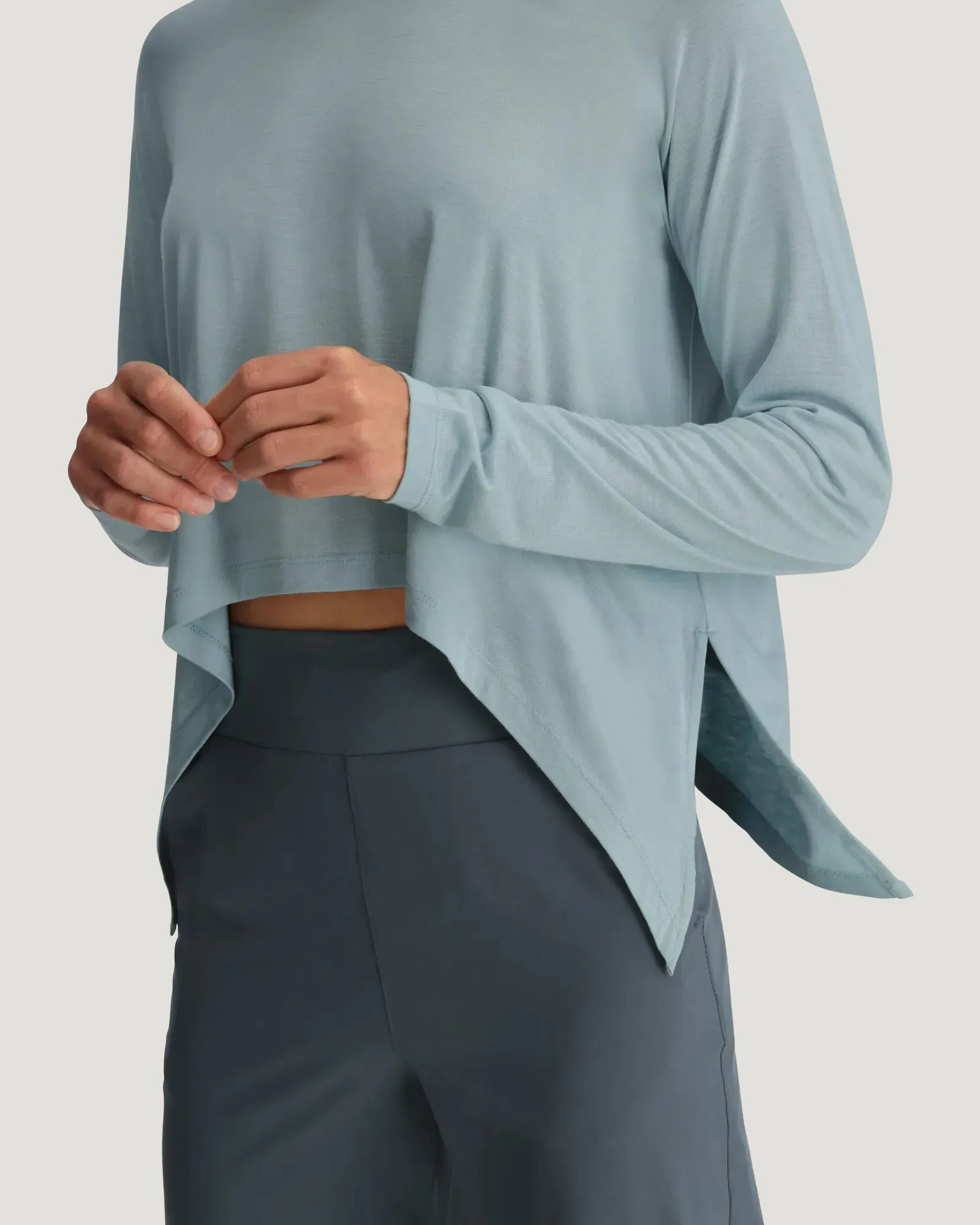 Women's Bamboo Lightweight Cropped Long Sleeve - Ocean Mist sold by Free Fly Apparel product image thumbnail 4