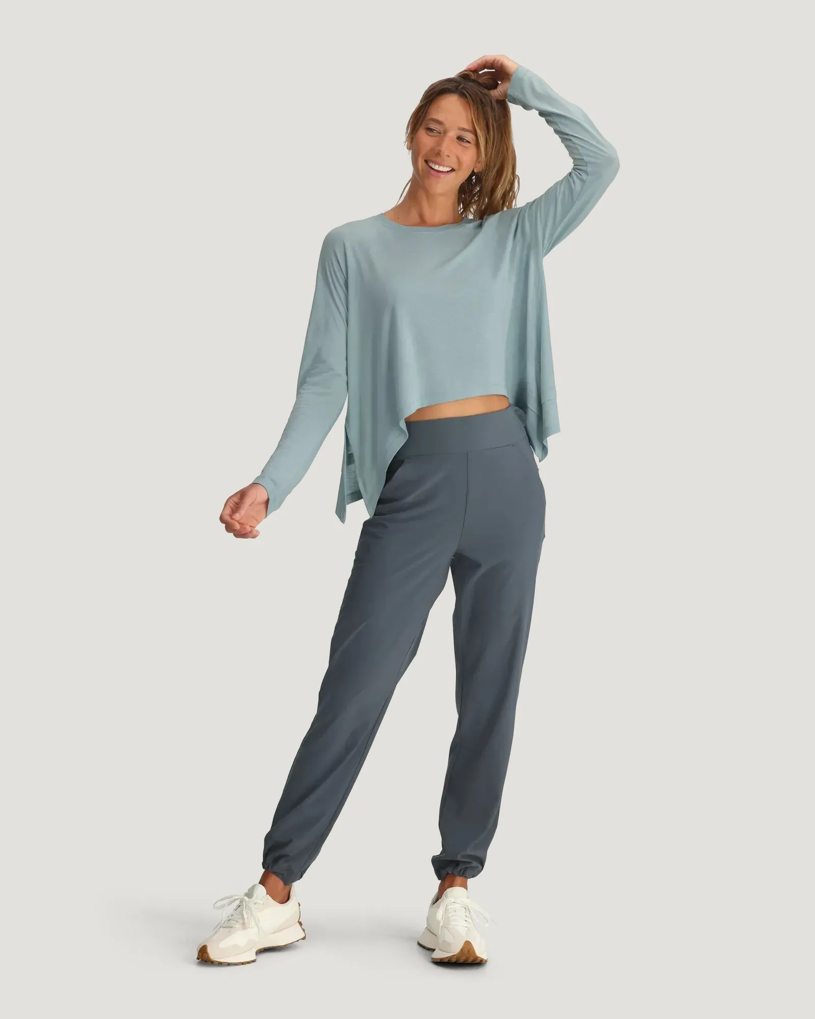 Women's Bamboo Lightweight Cropped Long Sleeve - Ocean Mist sold by Free Fly Apparel product image thumbnail 5
