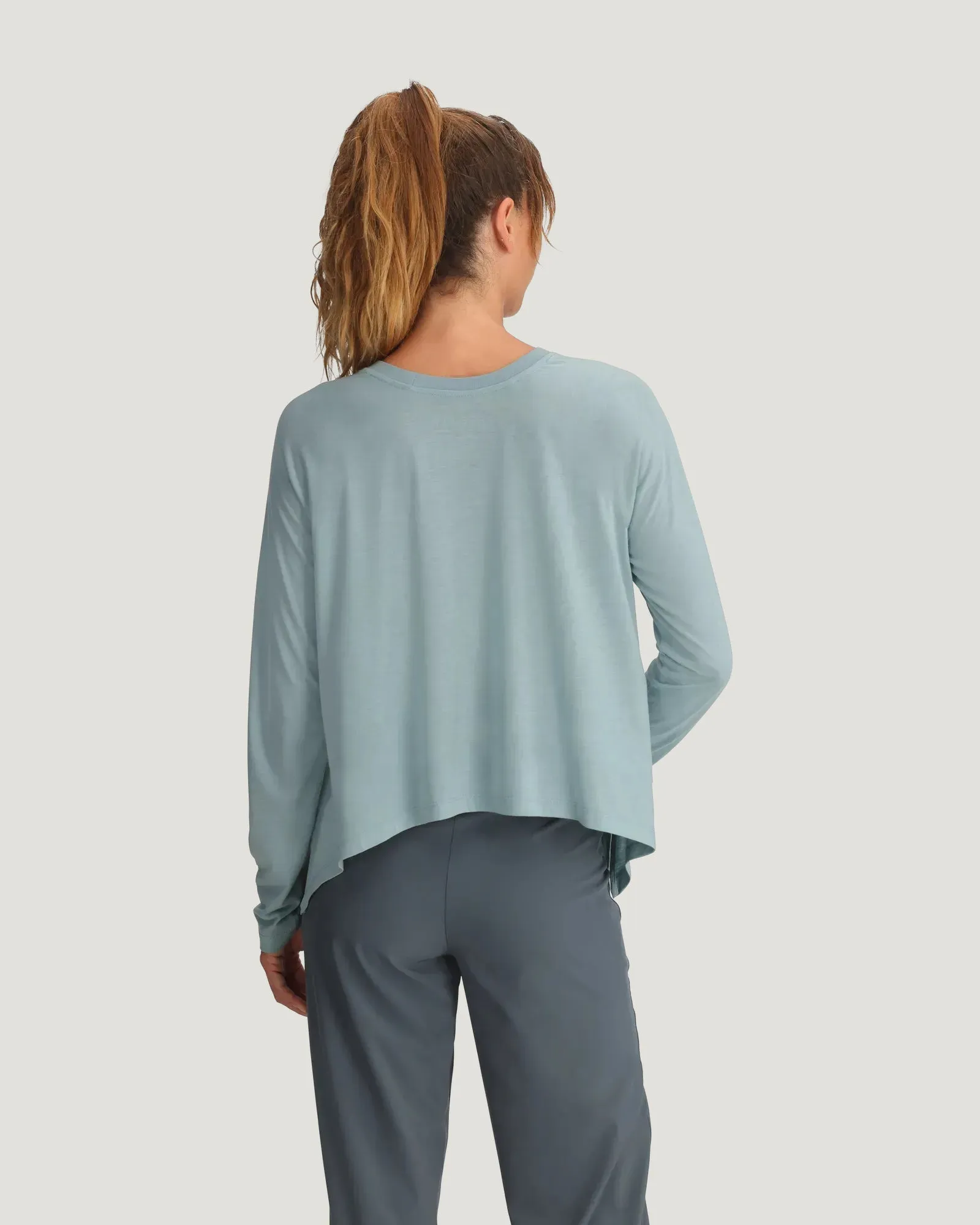 Women's Bamboo Lightweight Cropped Long Sleeve - Ocean Mist sold by Free Fly Apparel product image thumbnail 2