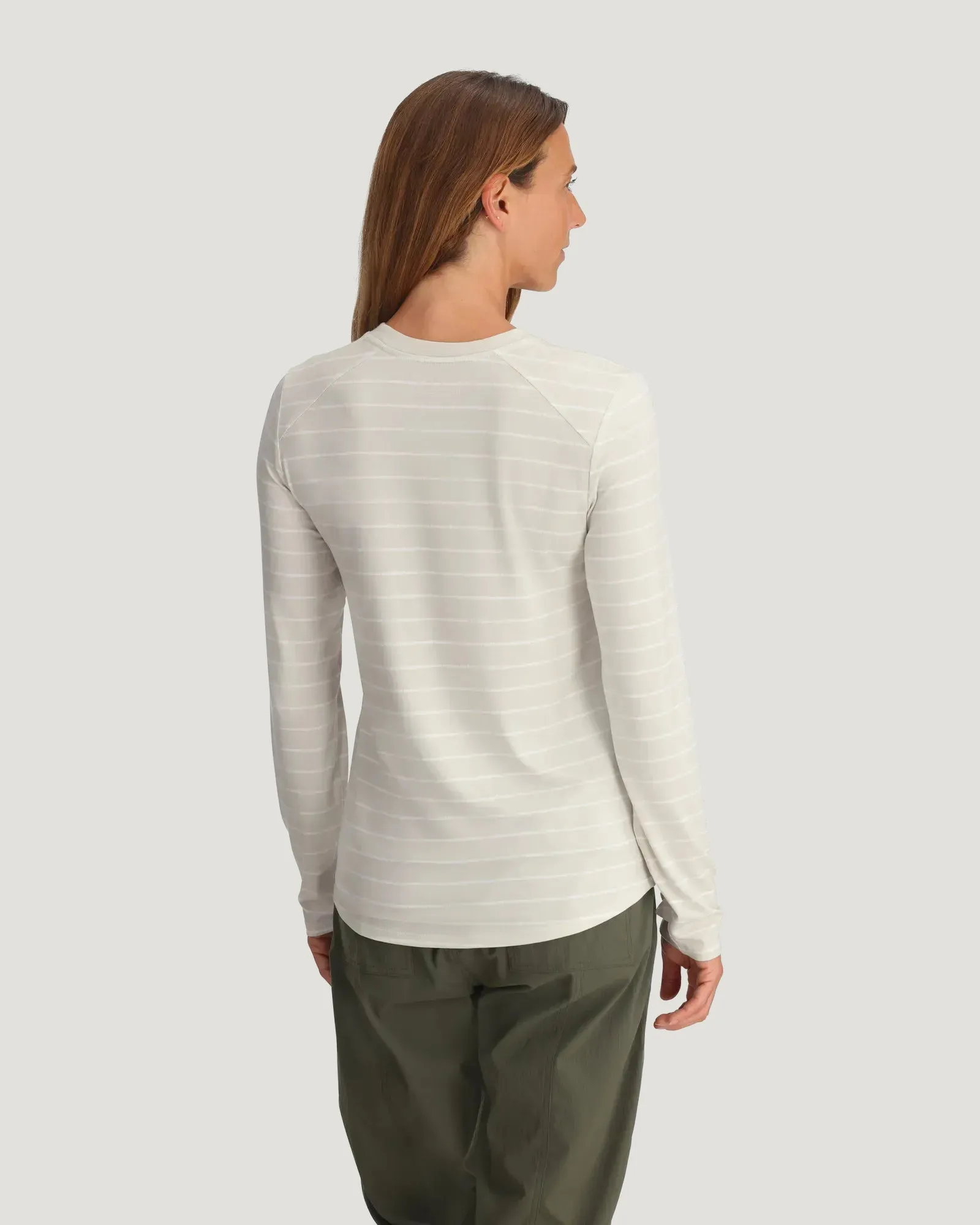Women's Bamboo Shade Long Sleeve II - Dash Stripe Birch sold by Free Fly Apparel product image thumbnail 3