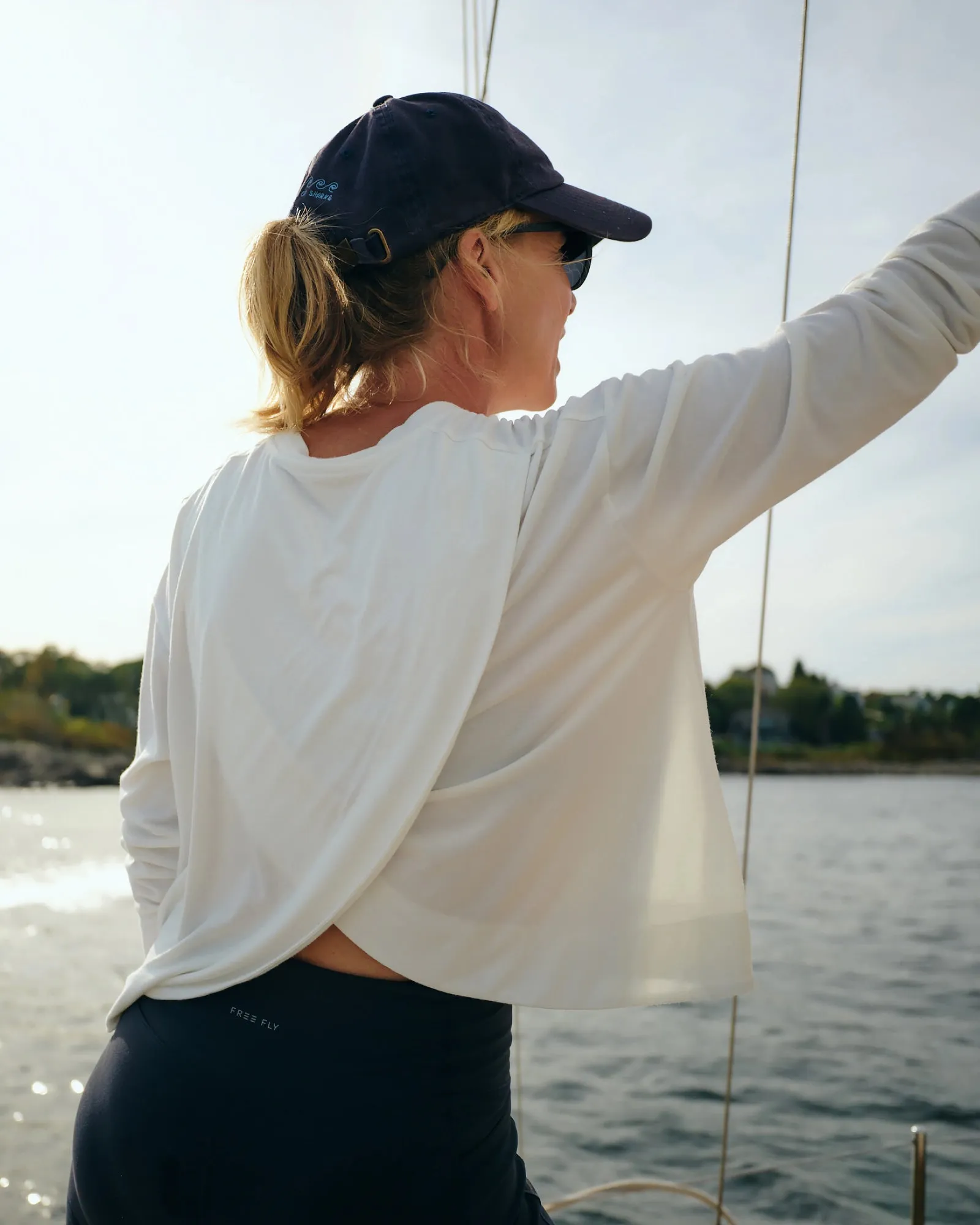 Women's Bamboo Shade Crossover Long Sleeve - Pacific Blue sold by Free Fly Apparel product image thumbnail 2