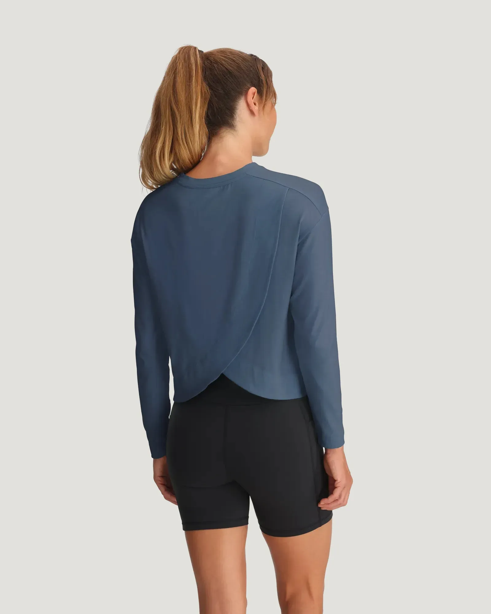 Women's Bamboo Shade Crossover Long Sleeve - Pacific Blue sold by Free Fly Apparel product image thumbnail 3