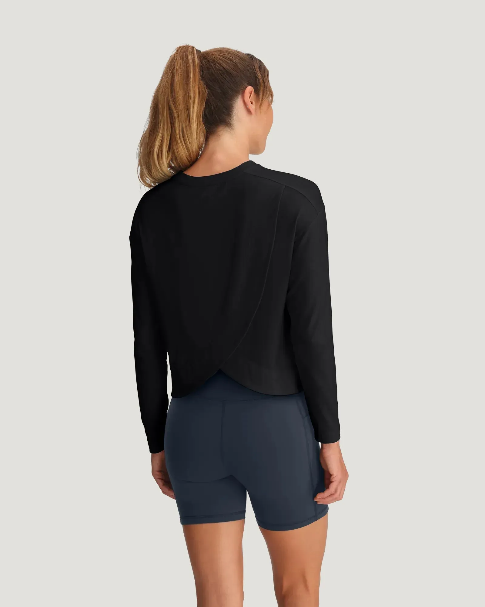 Women's Bamboo Shade Crossover Long Sleeve - Black sold by Free Fly Apparel product image thumbnail 3