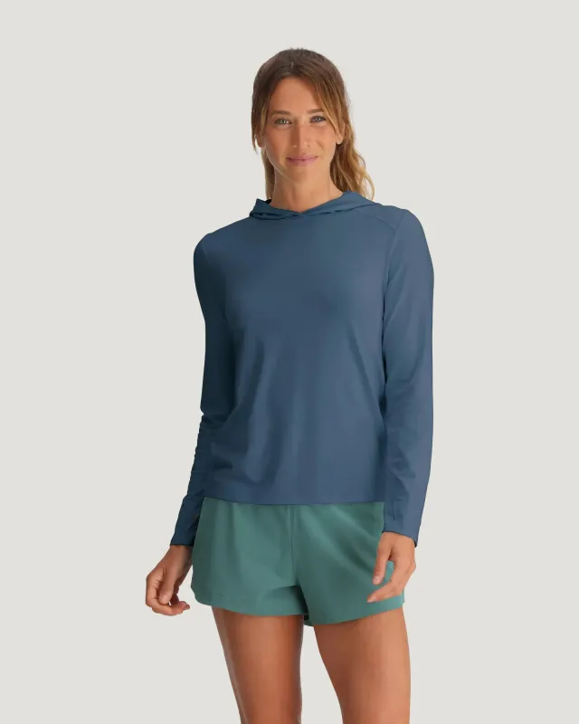 Women's Bamboo Shade Hoodie II - Pacific Blue made by Free Fly Apparel