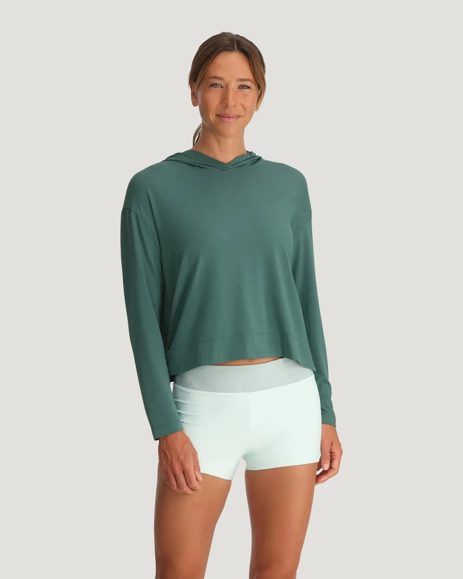 Women's Bamboo Shade Crossover Hoodie - Sea Pine sold by Free Fly Apparel