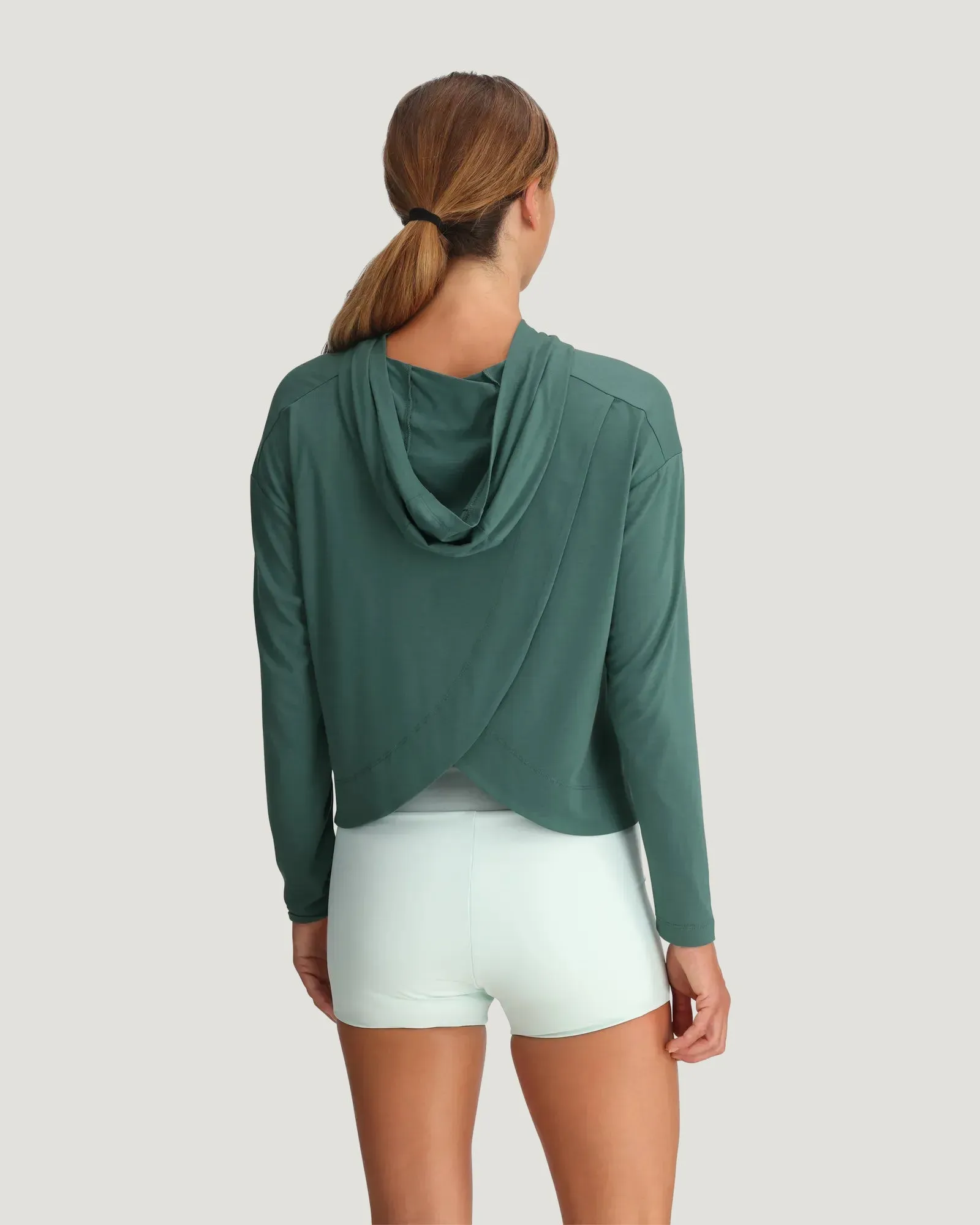 Women's Bamboo Shade Crossover Hoodie - Sea Pine sold by Free Fly Apparel product image thumbnail 3