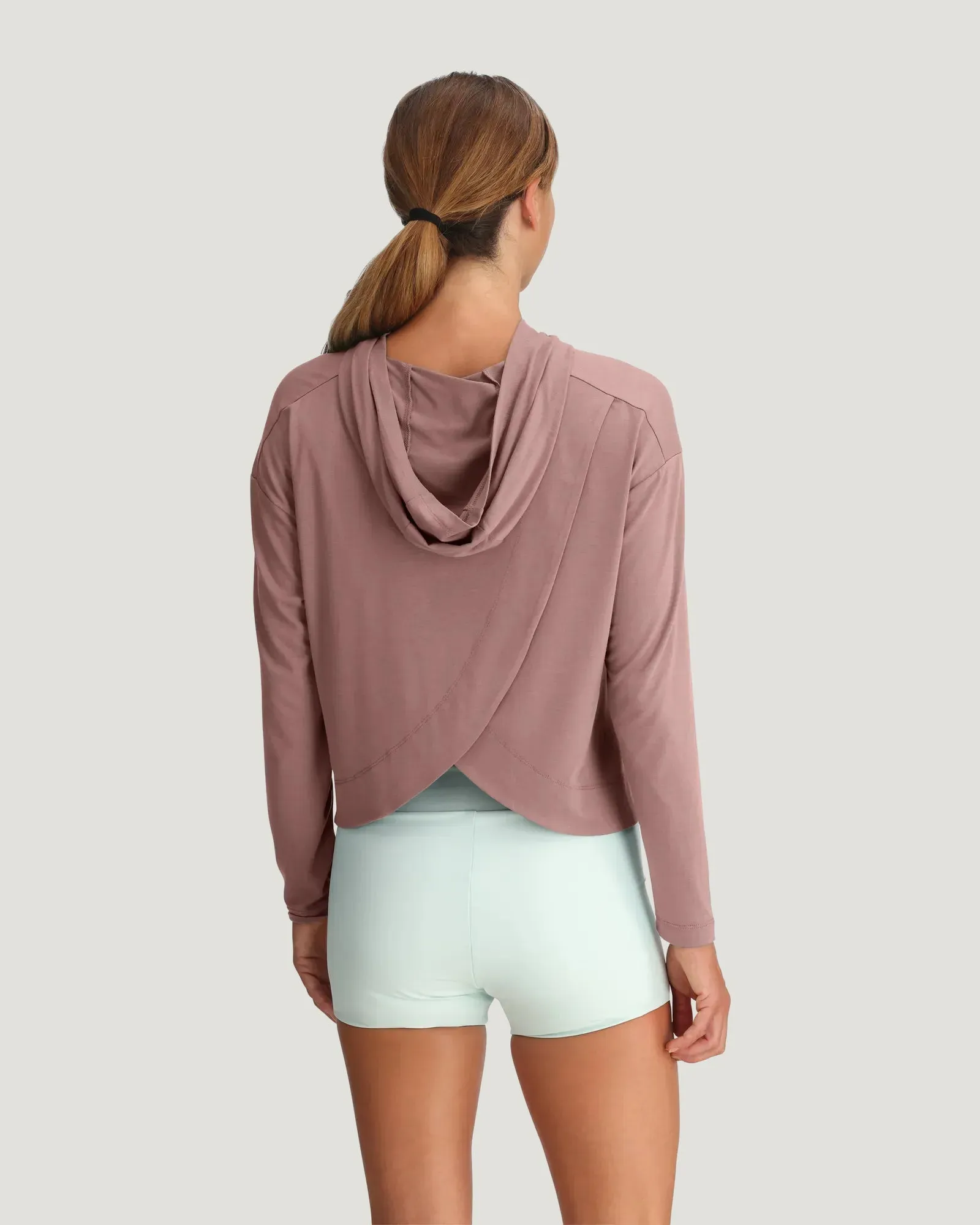 Women's Bamboo Shade Crossover Hoodie - Fig sold by Free Fly Apparel product image thumbnail 3