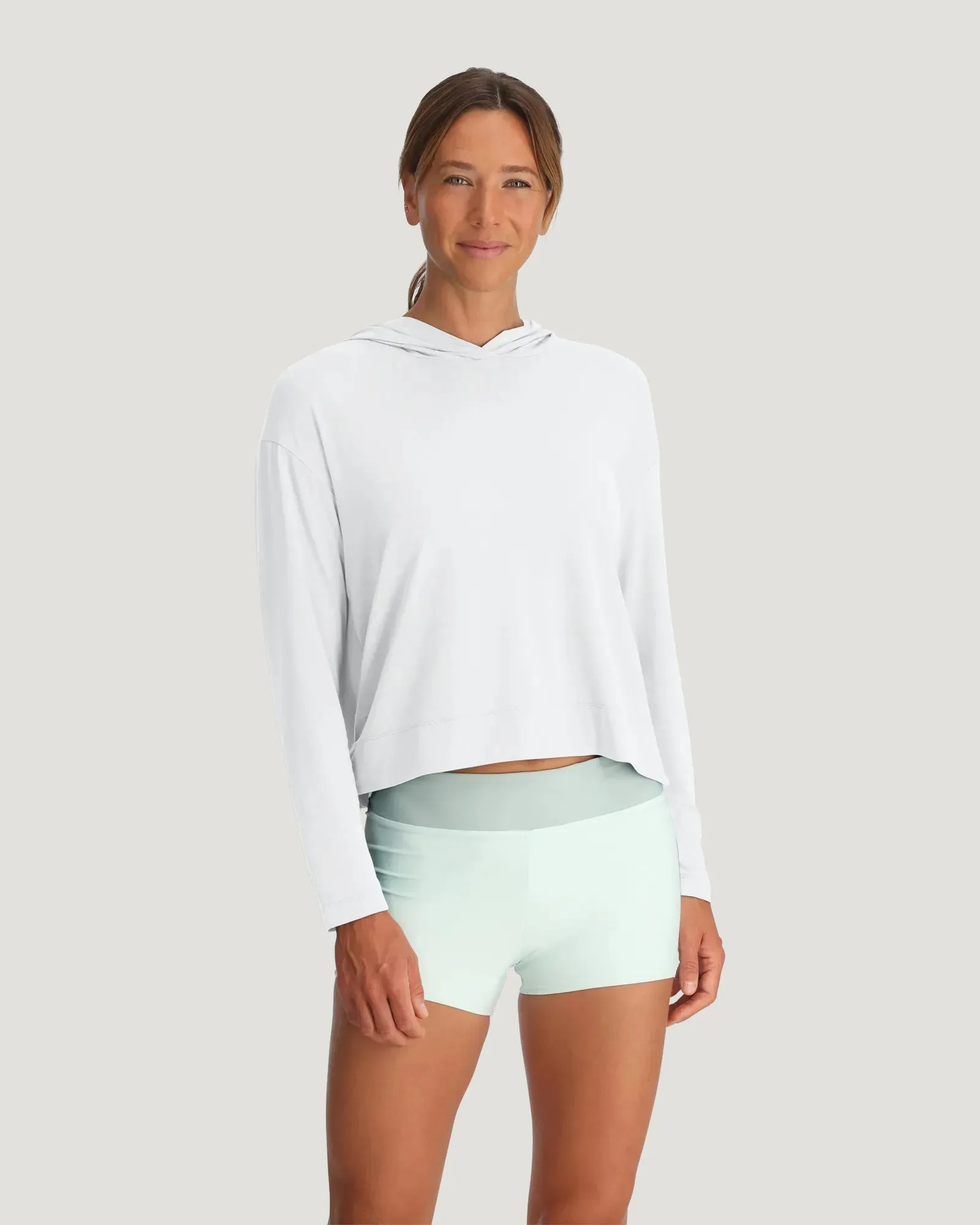 Women's Bamboo Shade Crossover Hoodie - Bright White sold by Free Fly Apparel