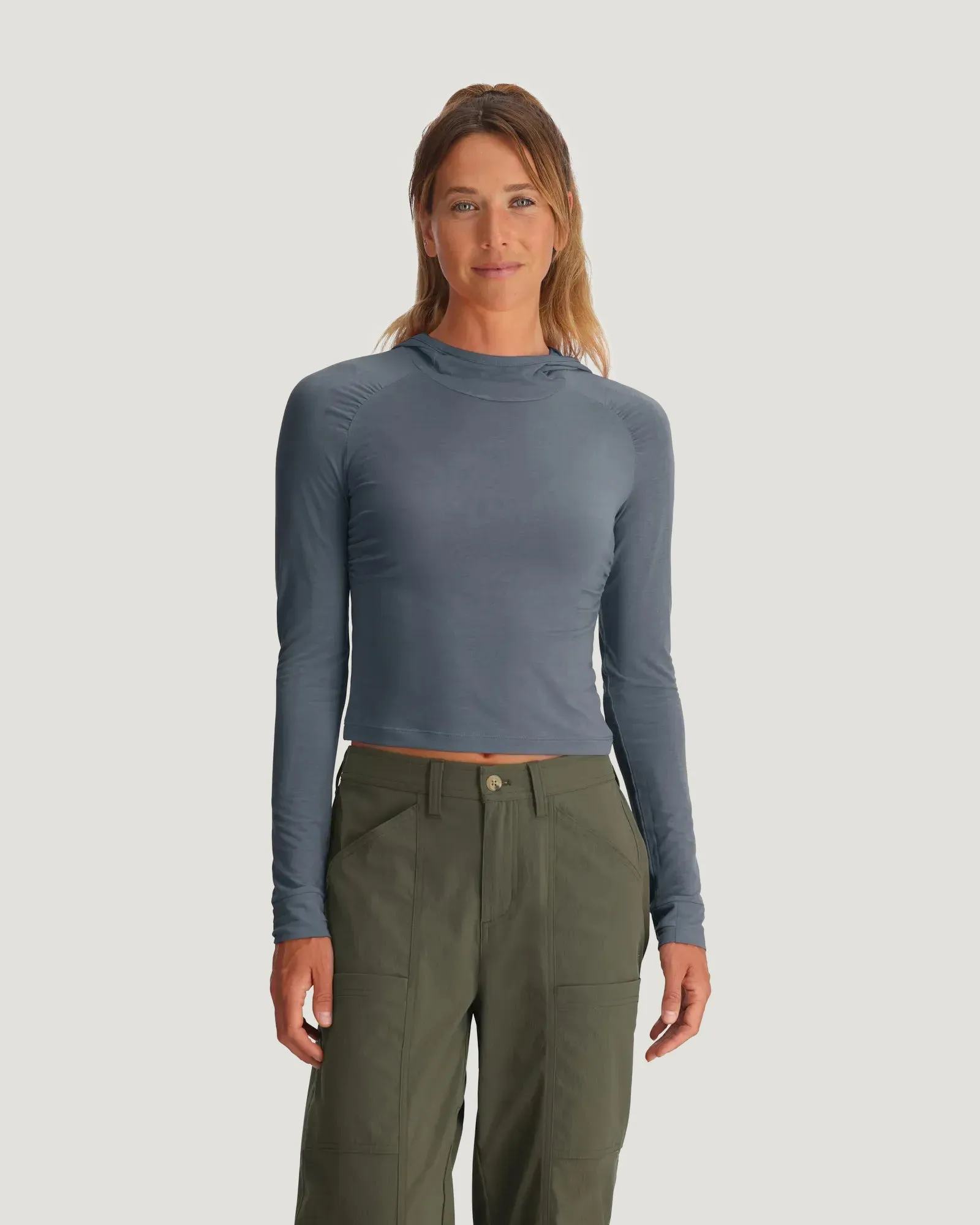 Women's Elevate Lightweight Fitted Hoodie - Stormy Sea sold by Free Fly Apparel