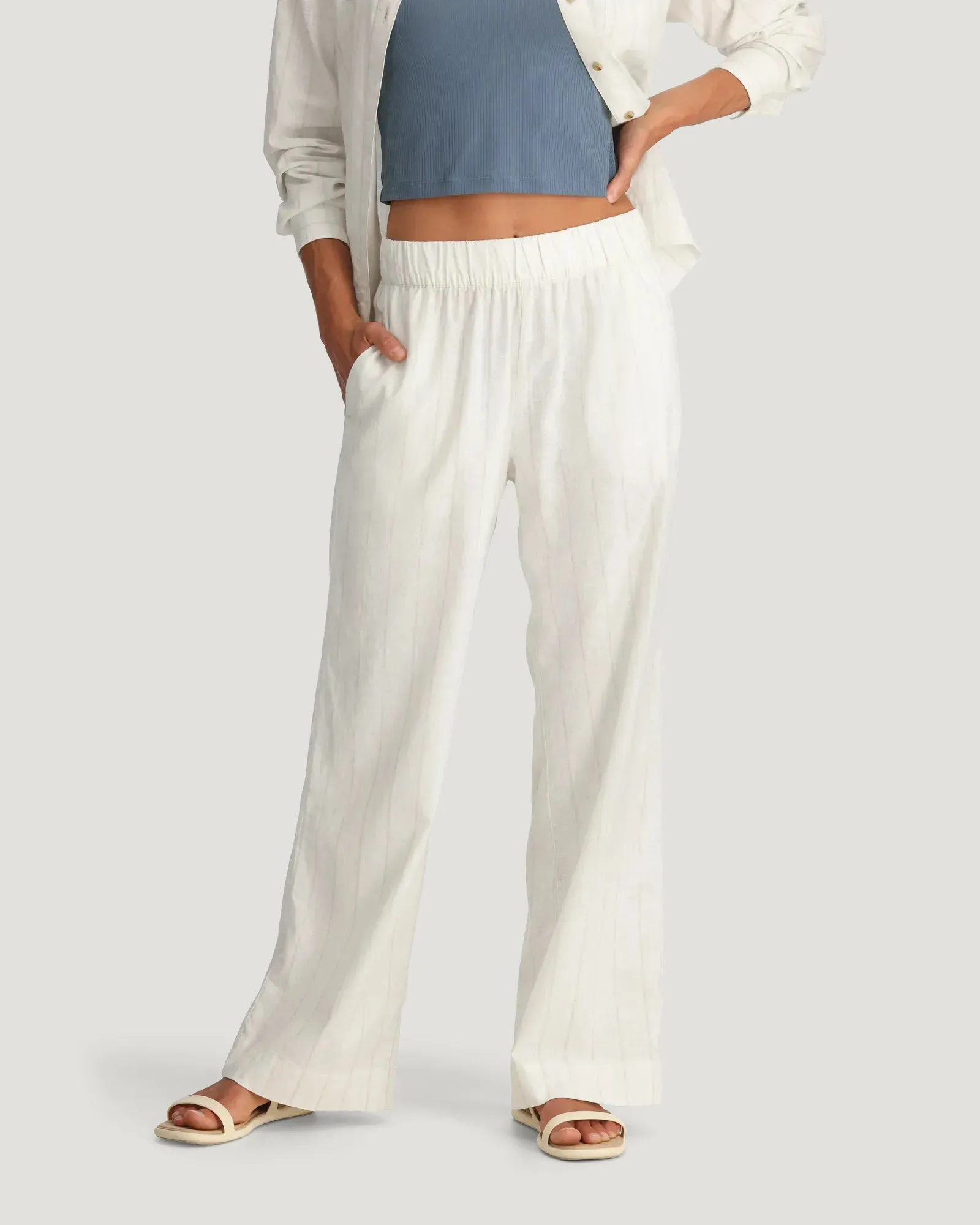 Women's Sullivan's Pant - Dash Vertical Stripe Sea Salt sold by Free Fly Apparel