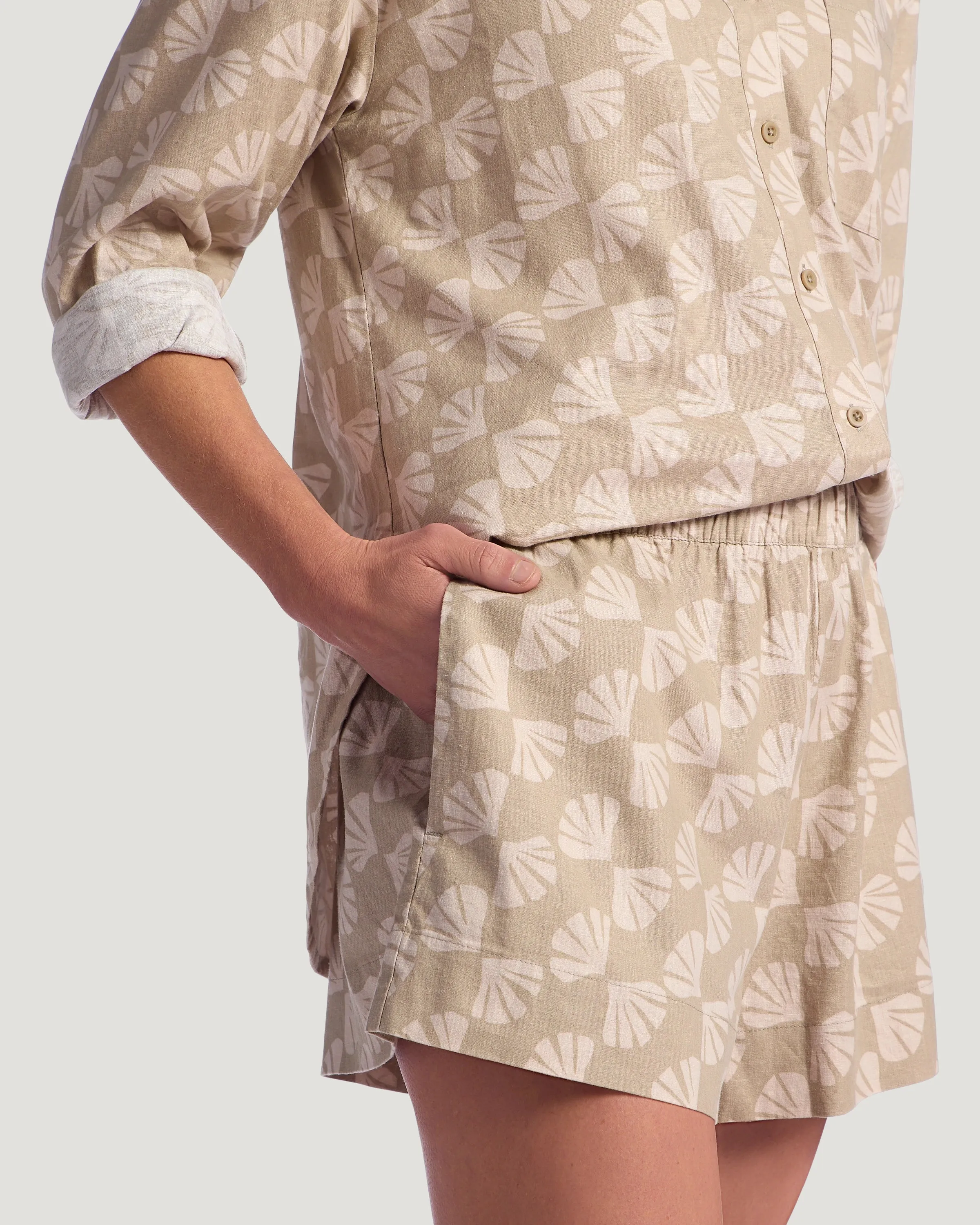 Women's Sullivan's Short - Sea Scallop Print Desert Tan sold by Free Fly Apparel product image thumbnail 5