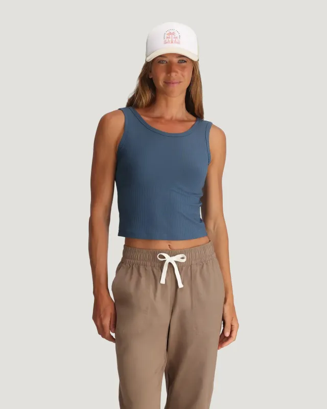 Women's Ribbed Bamboo Tank - Pacific Blue made by Free Fly Apparel