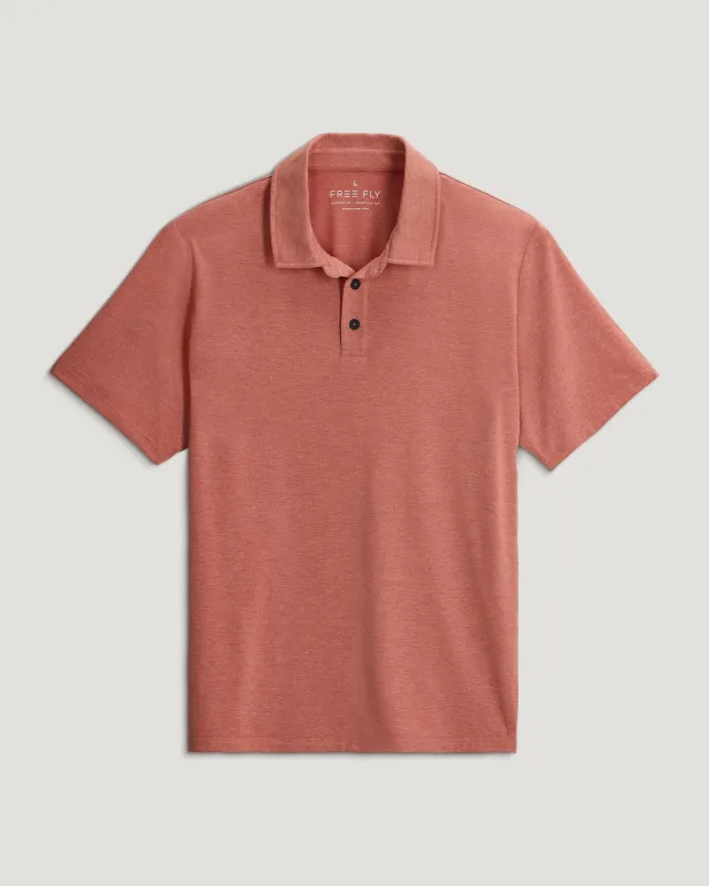 Men's Bamboo Flex Polo II - Heather Red Clay made by Free Fly Apparel