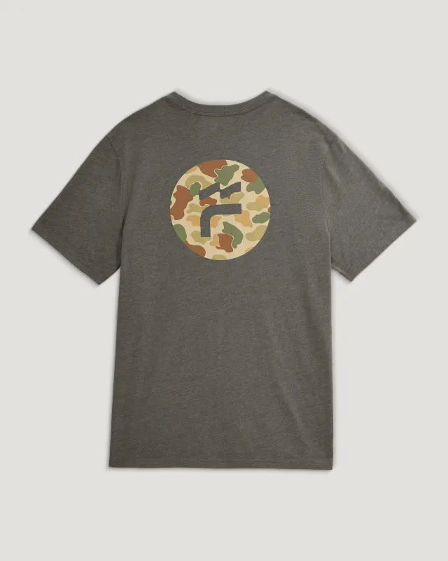 Brand Flag Tee - Heather Fatigue made by Free Fly Apparel