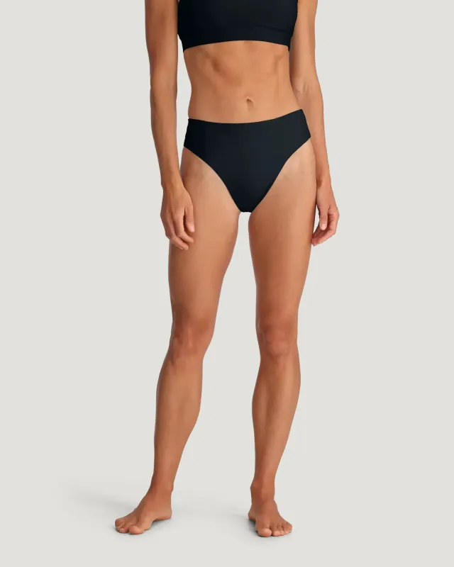 Women's Wavebound High Waisted Bikini Bottom - Black made by Free Fly Apparel