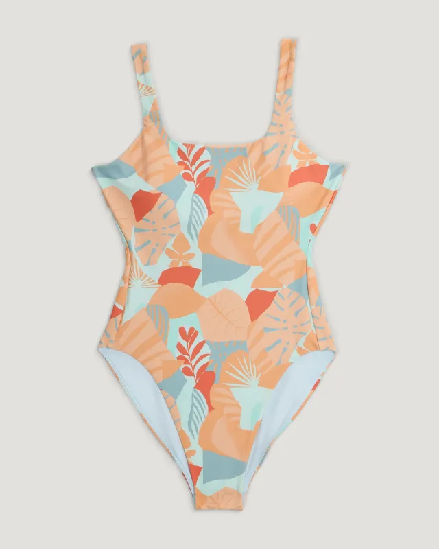 Women's Wavebound One Piece Suit - Calypso Print Light Coral sold by Free Fly Apparel