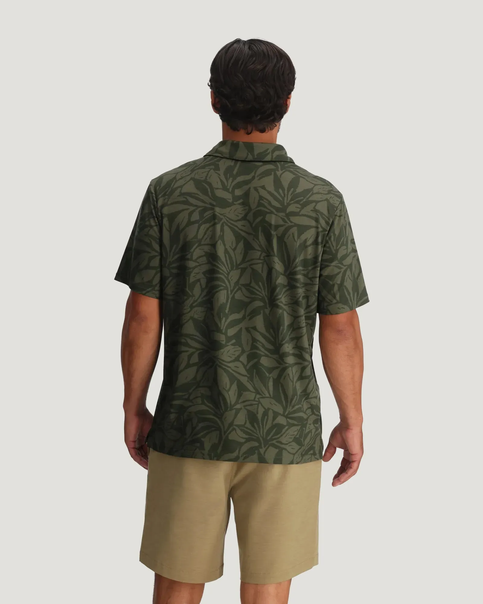 Men's Elevate Polo - Canopy Print Dark Forest sold by Free Fly Apparel product image thumbnail 3