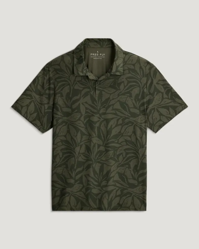 Men's Elevate Polo - Canopy Print Dark Forest made by Free Fly Apparel