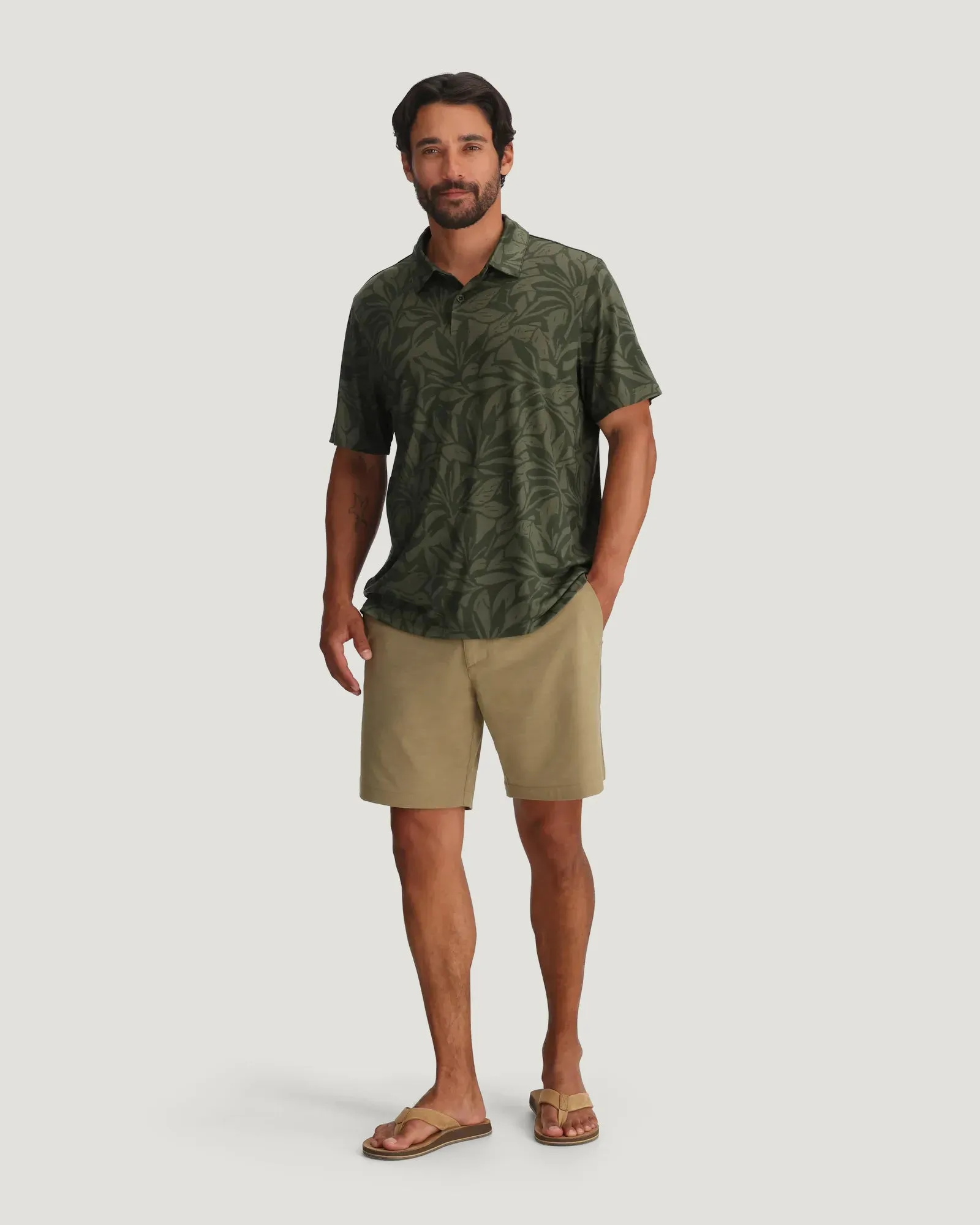 Men's Elevate Polo - Canopy Print Dark Forest sold by Free Fly Apparel product image thumbnail 4