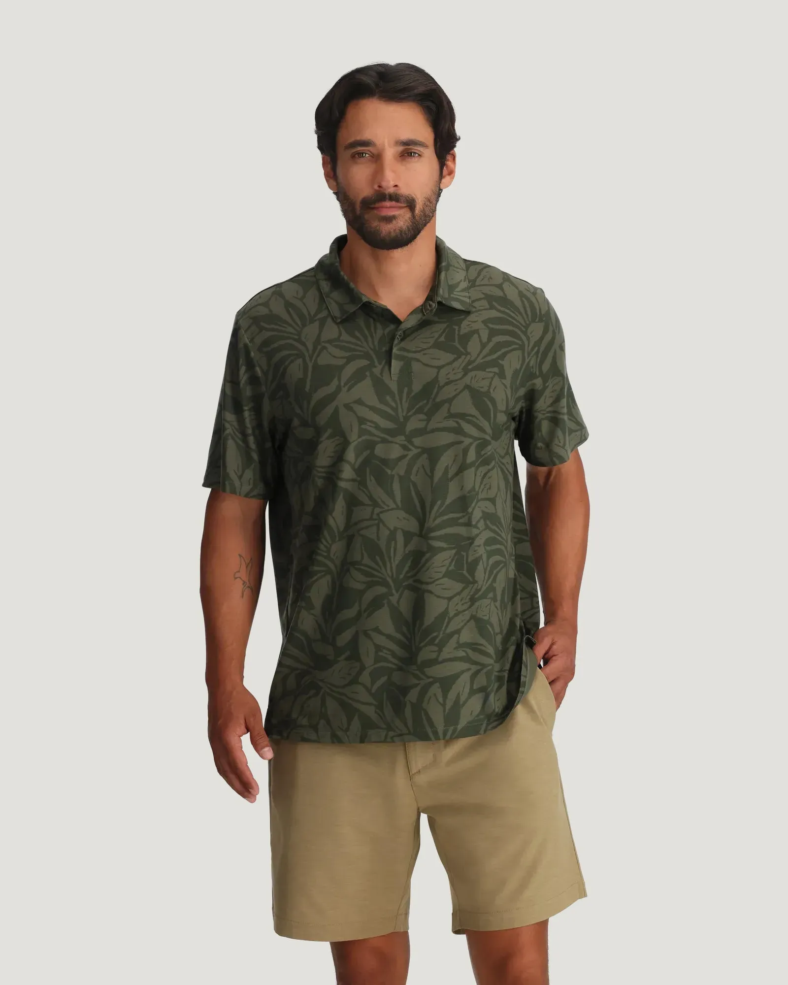 Men's Elevate Polo - Canopy Print Dark Forest sold by Free Fly Apparel product image thumbnail 2