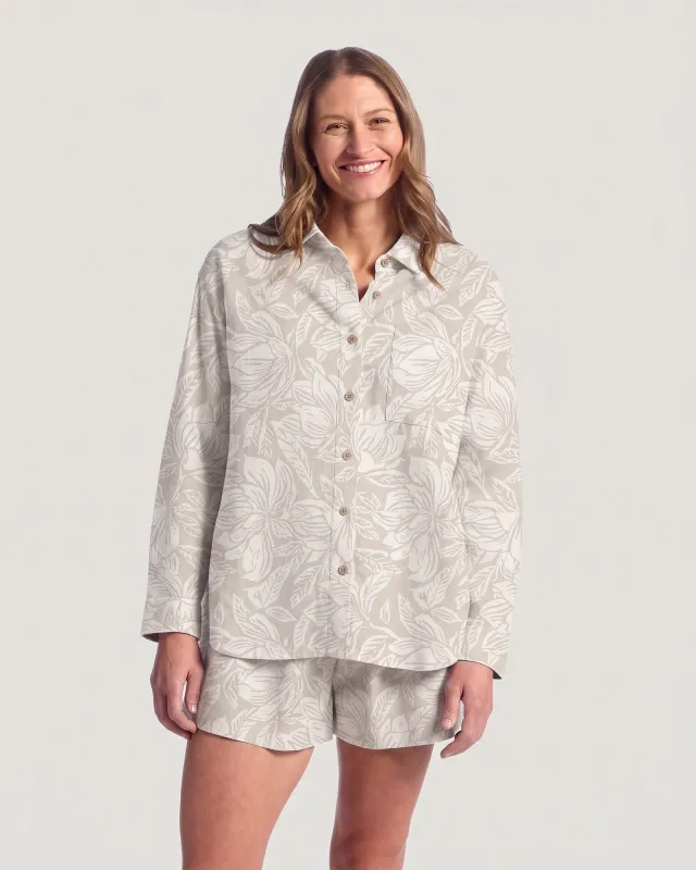 Women's Sullivan's Shirt - Nolia Floral Print Stone made by Free Fly Apparel