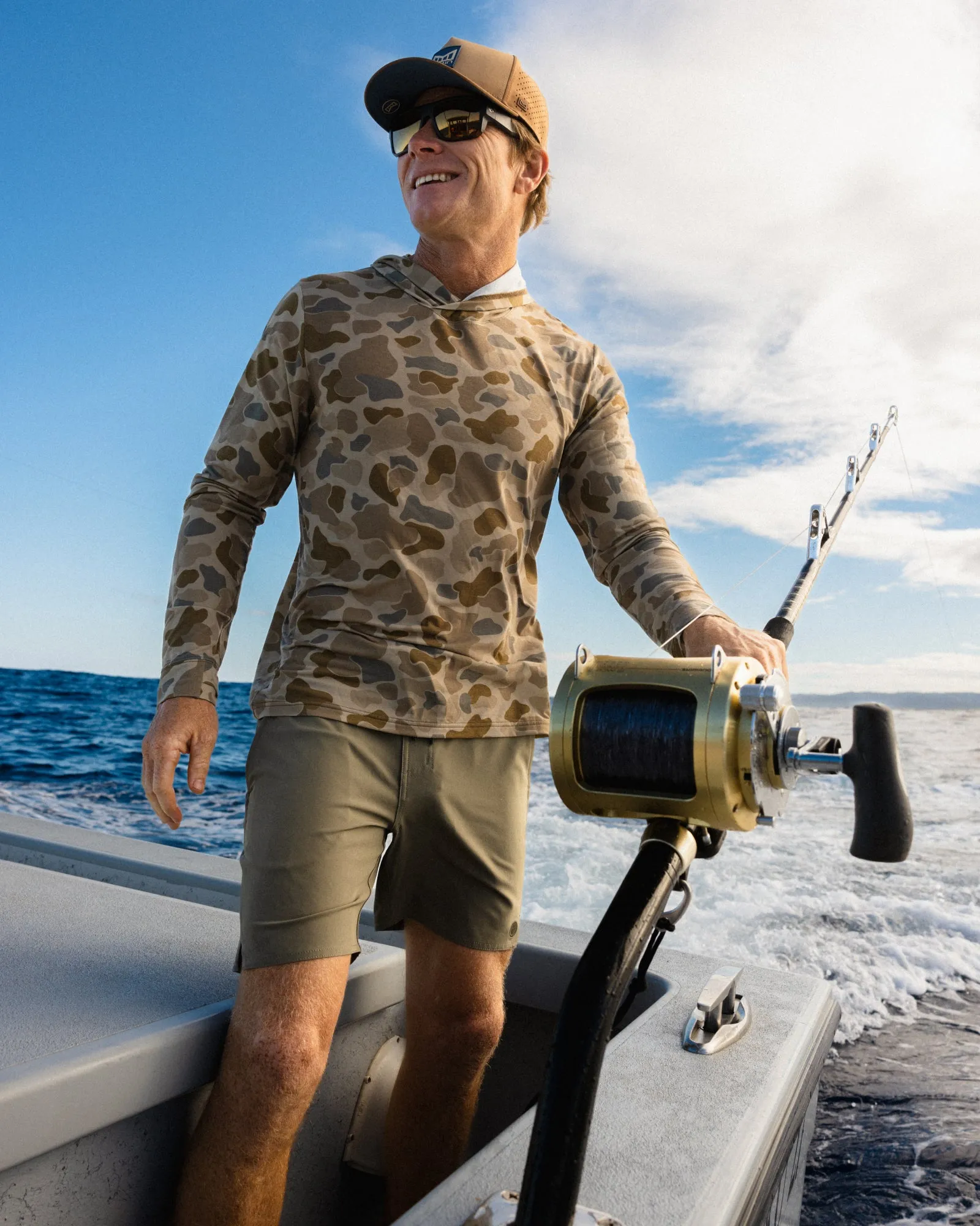 Men's Elevate Lightweight Hoodie - Vintage Camo Desert Tan sold by Free Fly Apparel product image thumbnail 2