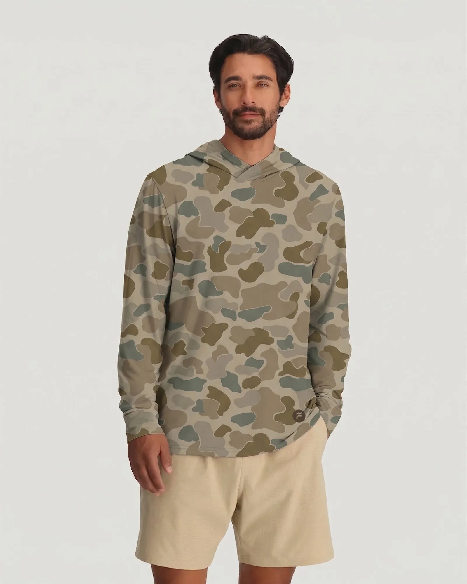 Men's Elevate Lightweight Hoodie - Vintage Camo Desert Tan sold by Free Fly Apparel product image thumbnail 3